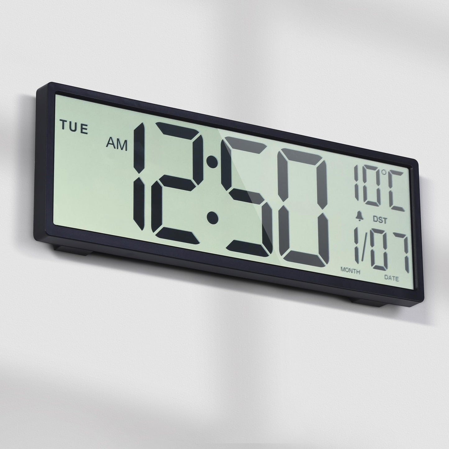 Mee 2ou Digital Wall Clock Battery Operated, 15" Digital Clock Large Display With Date And Day Of Week, Large Number Digital Clock With Temperature, Auto DST, Alarm, Snooze, 12/24-hour For Desk Office