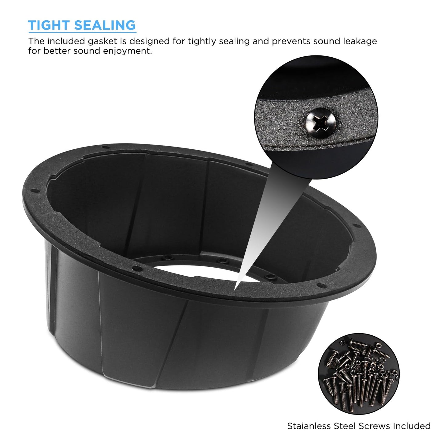 RECOIL USP65B Pairs of 6.5-Inch Speaker Pods, Universal 6.5” Angled Speaker Boxes, Surface Mount with Gaskets, Black Enclosures Compatible with Marine, UTVs, Boats, RVs, Cars