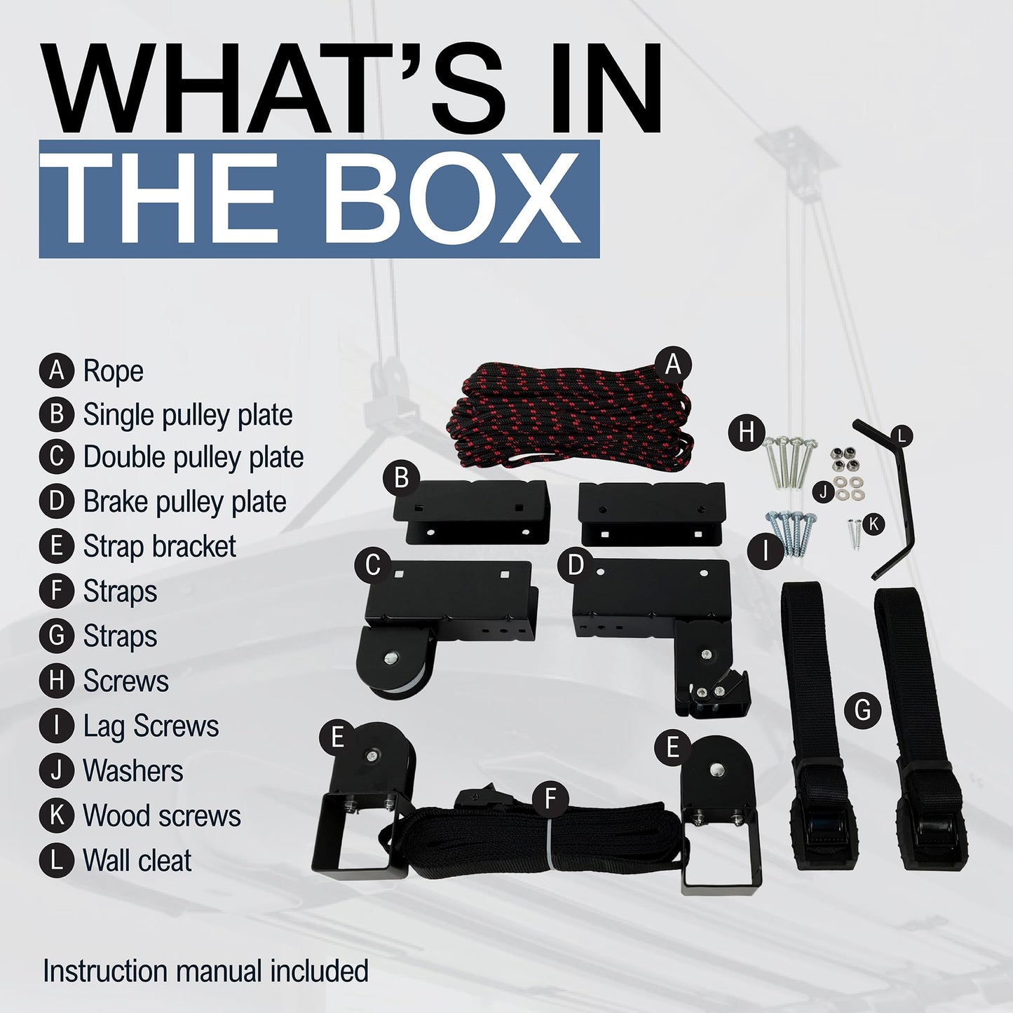 StoreYourBoard Cargo Box Ceiling Hoist – Heavy-Duty Garage Pulley Lift System for Rooftop Carriers, Fits 8–10 ft Ceilings, Cargo Box Storage, Garage Organization, Holds 150 lbs
