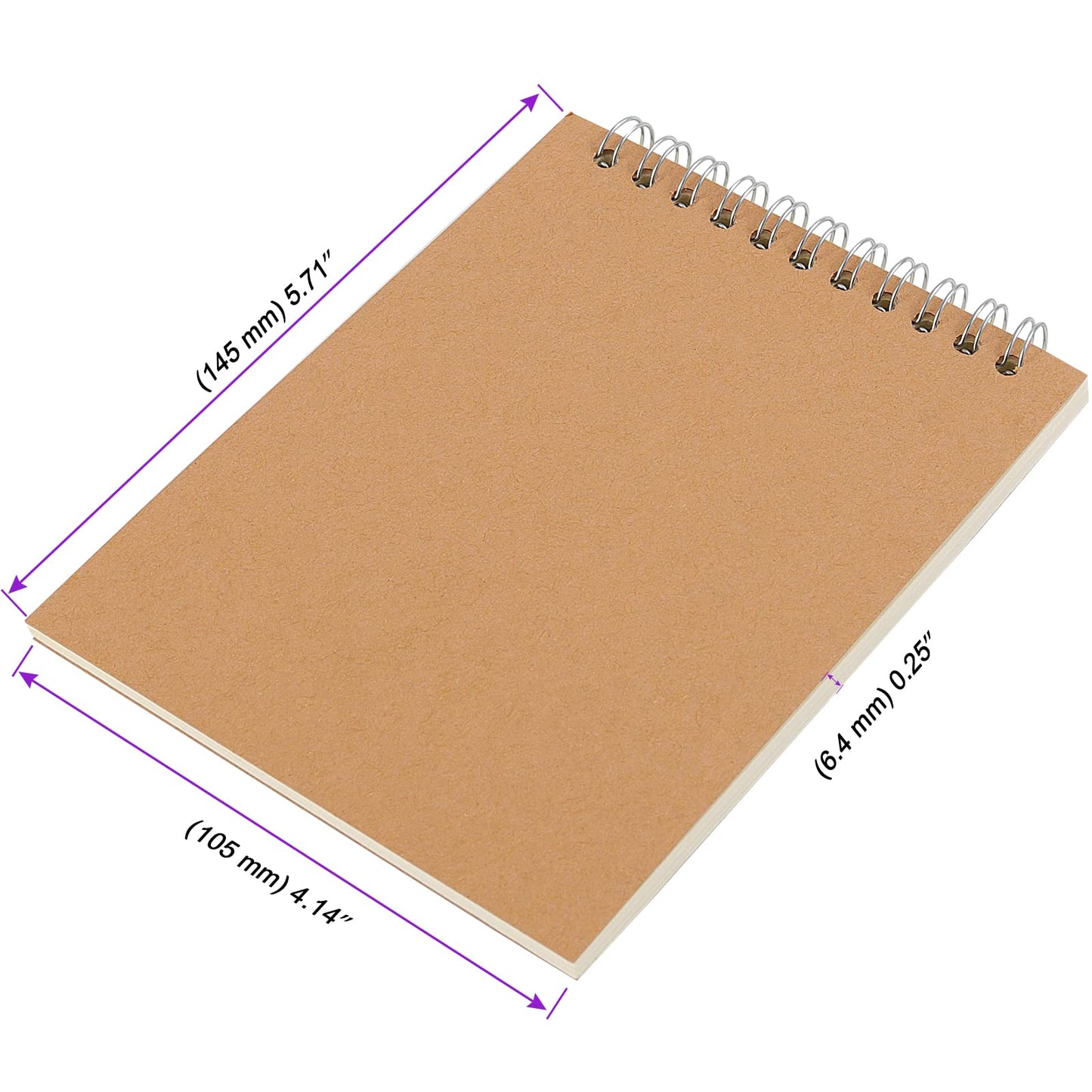 JOIKIT 30 Pack A6 Spiral Sketch Book, 4x6 Inch Spiral Bound Drawing Pad, Small Blank Steno Pads Kraft Cover Spiral Notebook for Sketching, Doodling, Painting, 60 Sheets/120 Pages, Brown