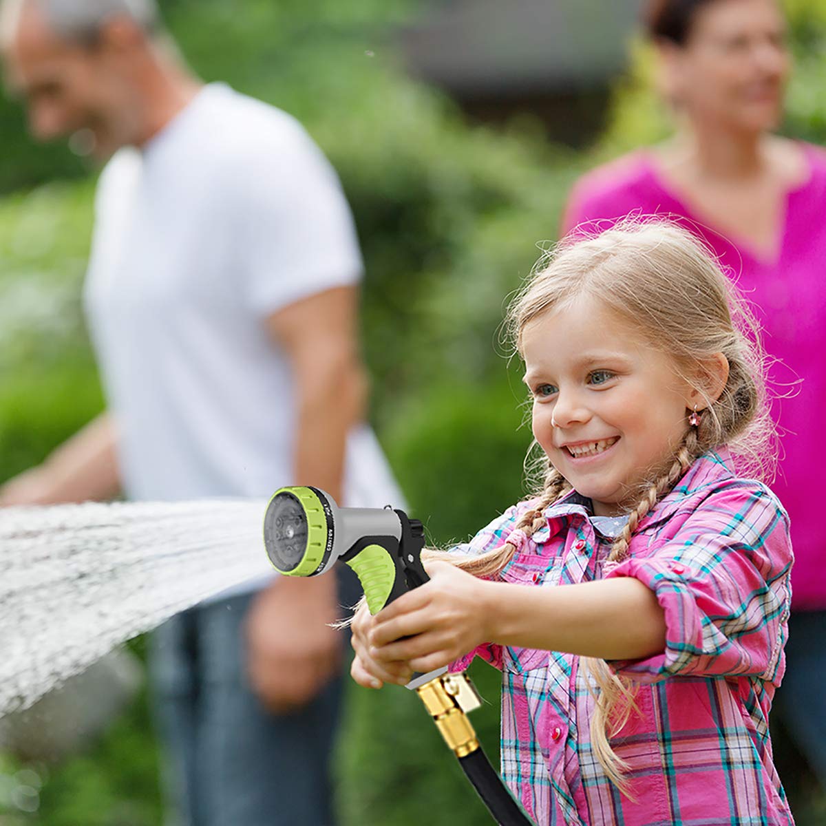 100FT Expandable Garden Hose with 9 Function High Pressure Nozzle, Lightweight Water Hose with Durable 3-Layers Latex Core & 3/4" Solid Brass Fittings, Flexible Hose for Washing and Watering (100FT)