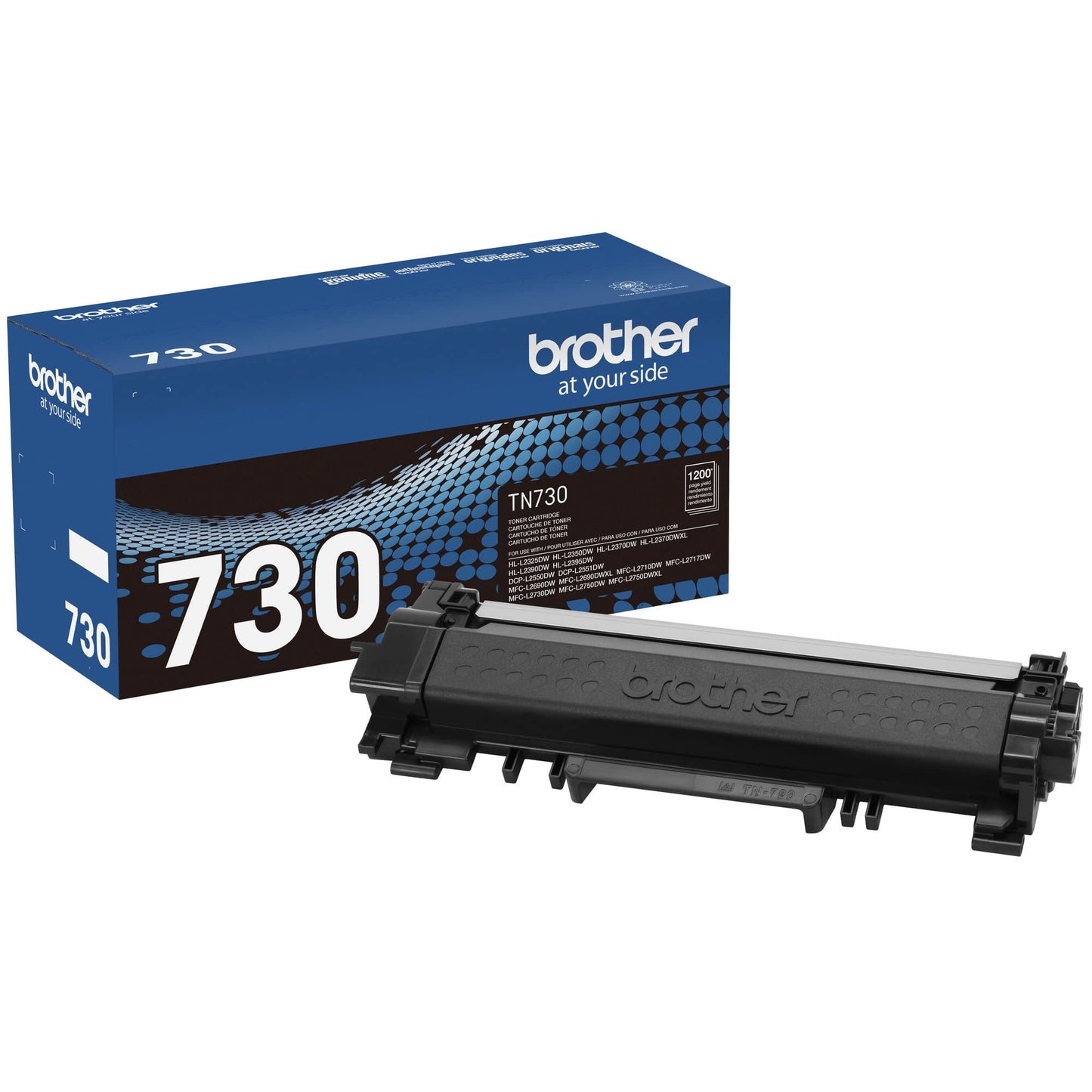 Brother original TN730 High-Yield Black Toner Cartridge, higher yield for value, original toner replacement cartridges, for Brother laser printers HL-L2395DW, DCP-L2550DW, MFC-L2750DW, and more