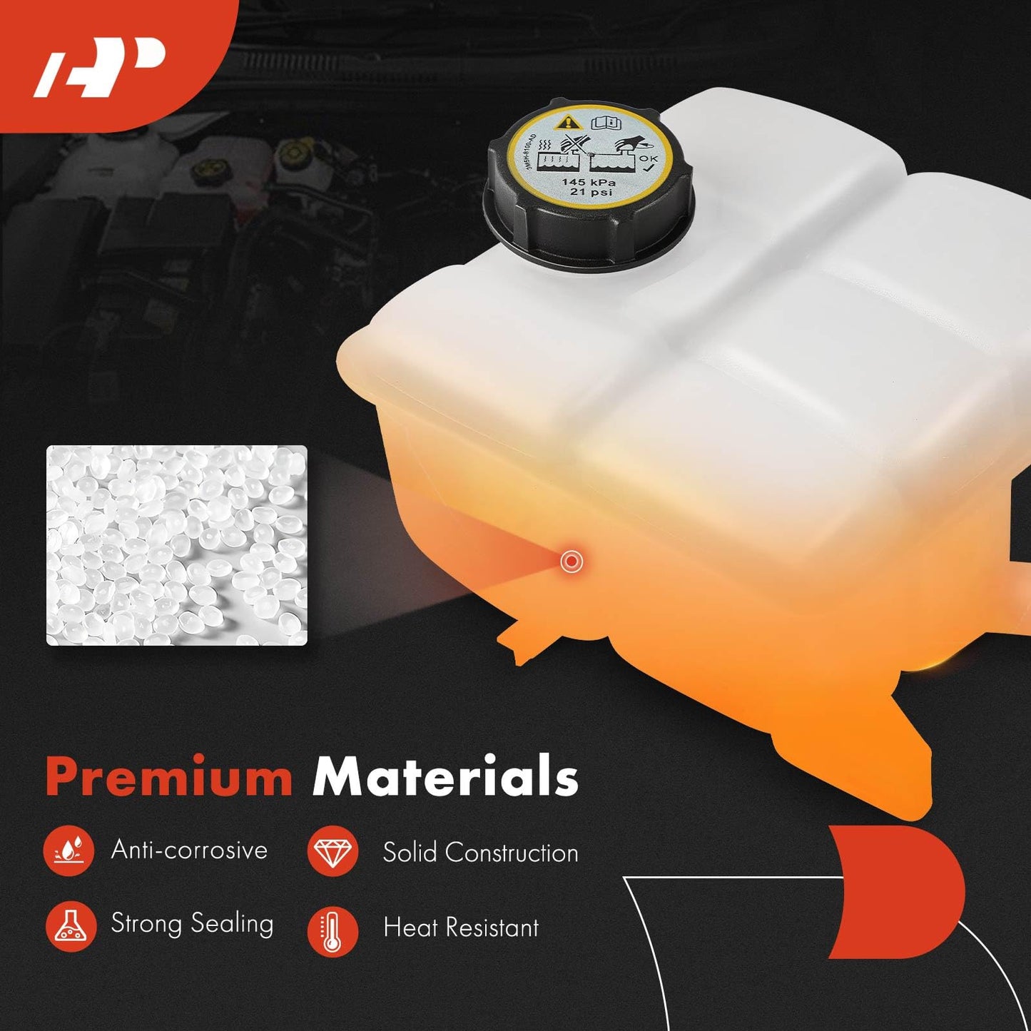 A-Premium Front Engine Coolant Recovery Reservoir Tank [with Cap] Compatible with Ford Vehicles - 2013-2018 C-Max, 2013-2016 Escape, 2012-2018 Focus & 2014-2016 Transit Connect