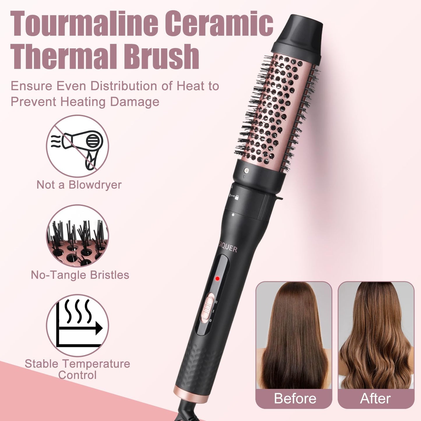 5 in 1 Curling Wand Set - SIQUER Curling Iron Set 1/2 to 1 1/4 Inch Beach Waves Wands 1 1/2 Inch Thermal Brush Fast Heating Up Hair Curlers for Women with Protective Gloves Clamps (Rose, Black)