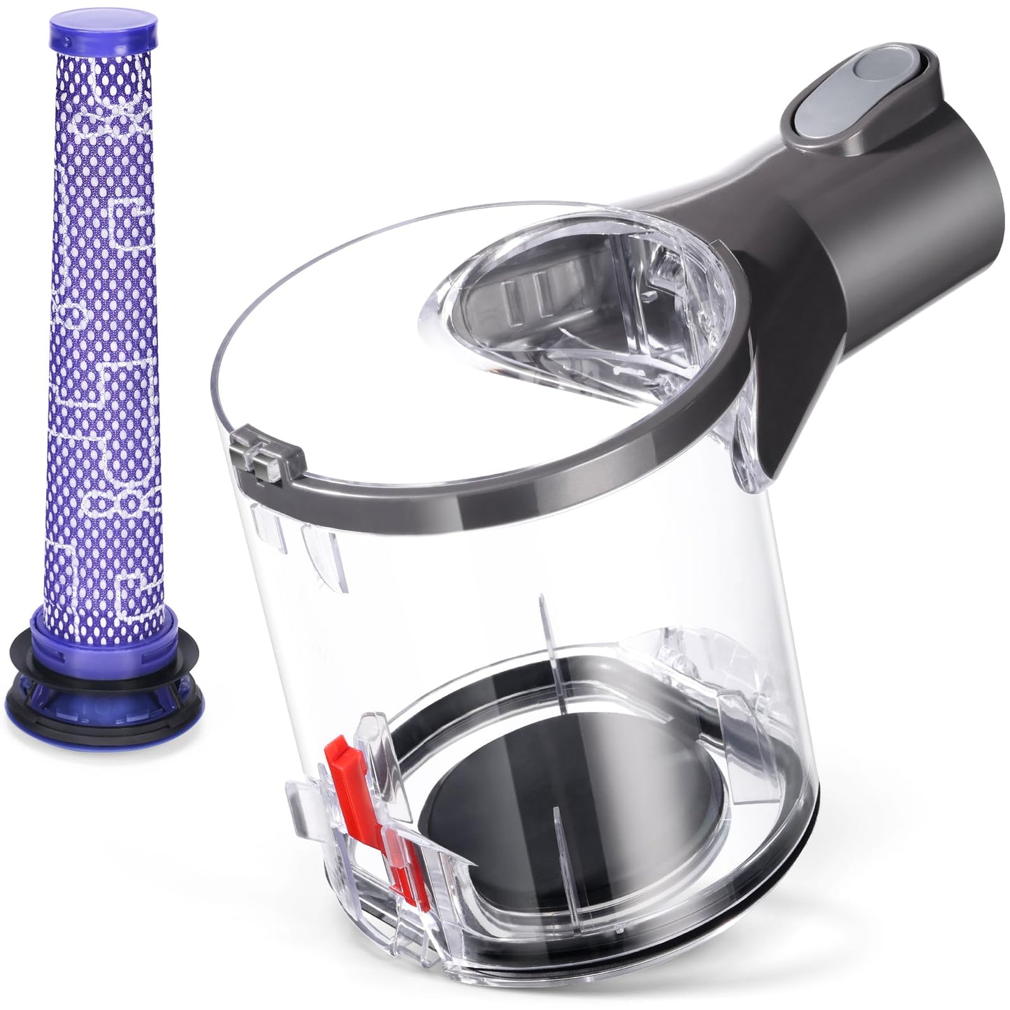 Dust Bin Compatible with Dyson V6 DC58 DC59 DC62 DC72 DC74 Vacuum Cleaner A and B Interface Canister Attachment Parts, Release Bin Replacement for Dyson Cordless Vacuum Part No.965660-01, 966080-01