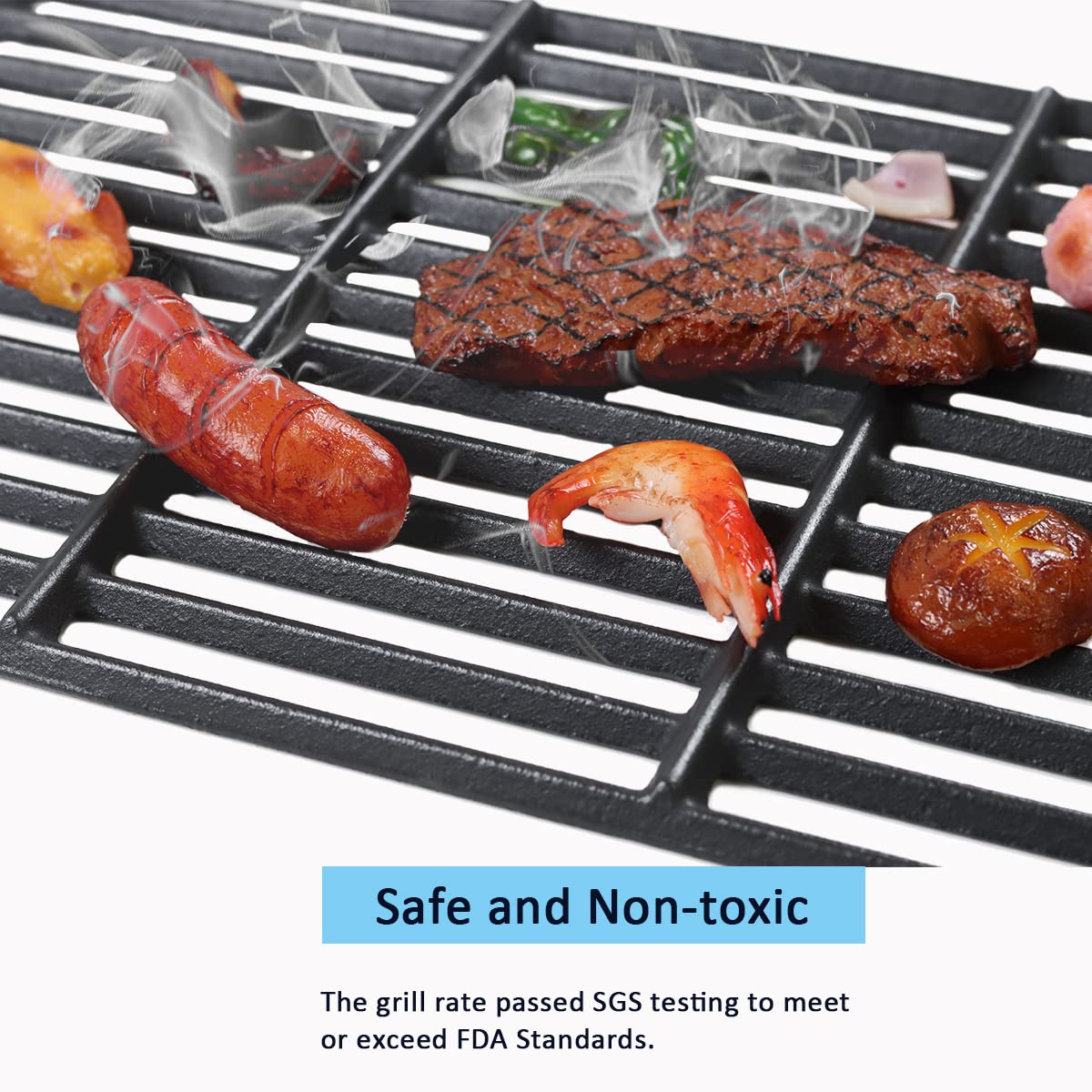 17 Inch Grill Grate for Nexgrill 4 Burner 720-0830H 720-0670A 720-0783E 720-0958A 5 Burner 720-0888N, Cast Iron Cooking Grids for Kenmore 415.16106210 Expert Grill 720-0789H 720-0789C Replacement Part