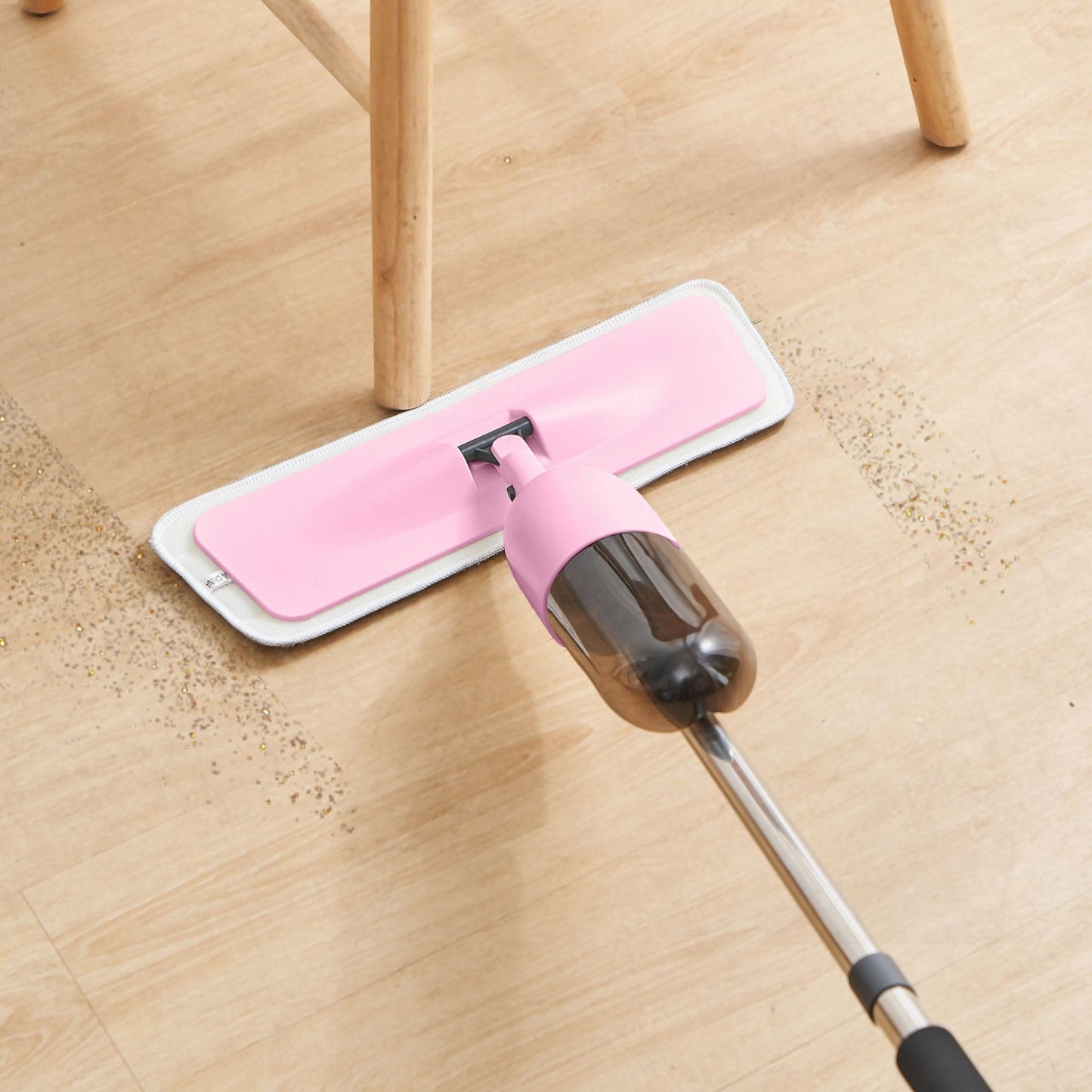 True & Tidy 3-in-1 Multi-Surface Spray Mop Kit with Flat, Round, Squeegee Mop Heads, Refillable Water Bottle, Machine Washable Microfiber Pads for Floor and Glass Cleaning