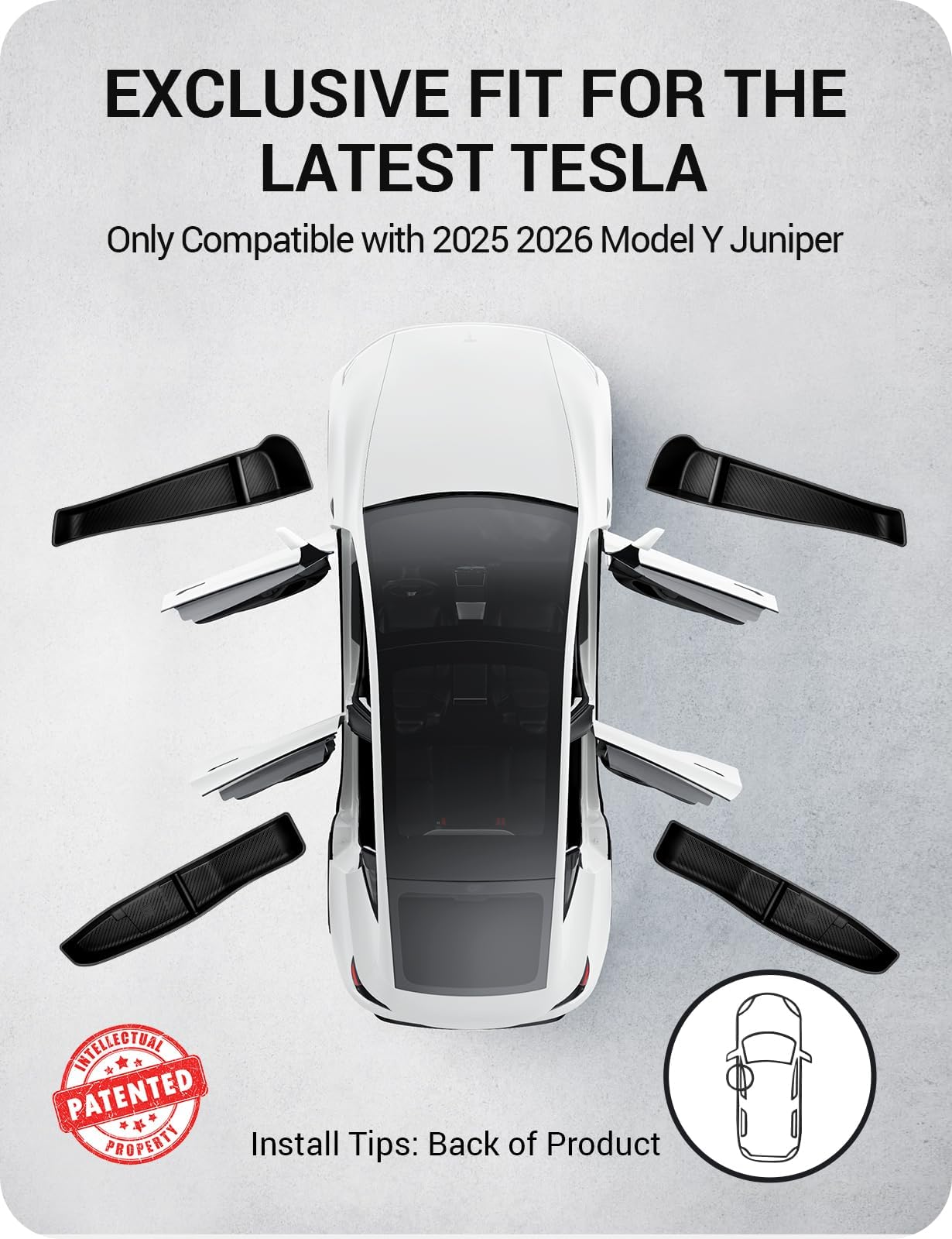BASENOR 2026 Tesla Model Y Juniper Door Side Storage Box,Door Side Pocket Organizer Tray, Waterproof TPE Front & Rear Slot Pocket Liners for 2025 2026 Model Y Juniper Interior Accessories
