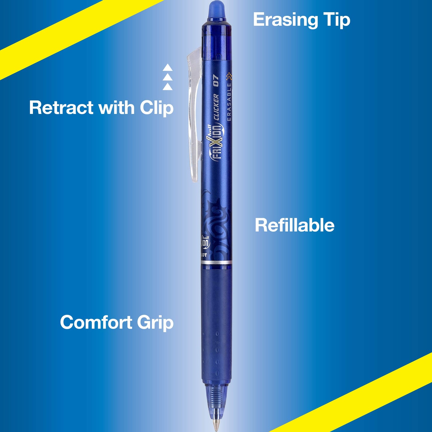 PILOT FriXion Clicker Erasable, Refillable & Retractable Gel Ink Pens, Fine Point, Assorted Color Inks, 10-Pack Pouch (11336)