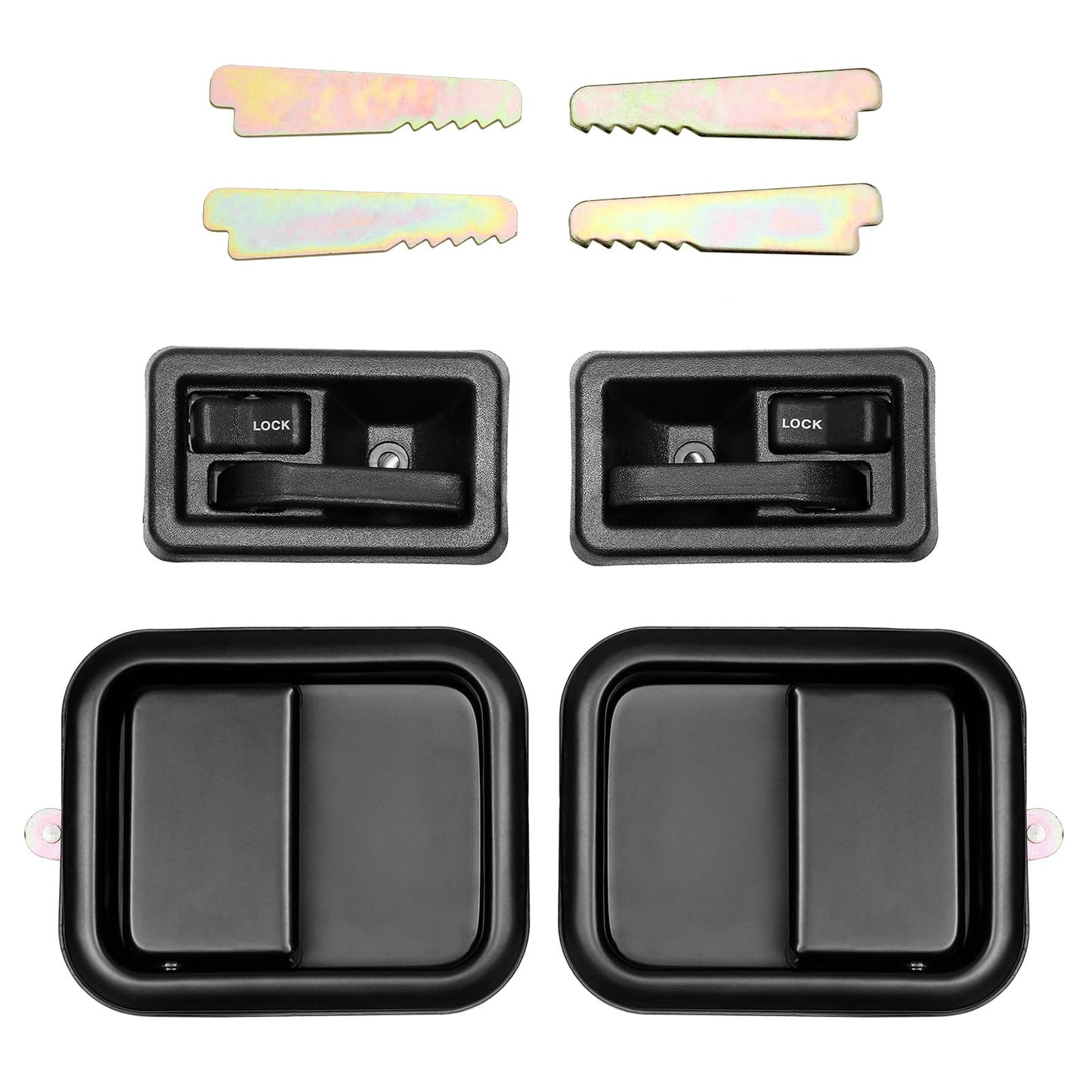 Door Handle Set, Compatible with 1991-1996 Jeep Wrangler YJ 1997-2006 TJ, Exterior & Interior Left Driver & Right Passenger Side | Replace# 79540 79541 55176383AE 55176382AE 55176477AC 55176476AC