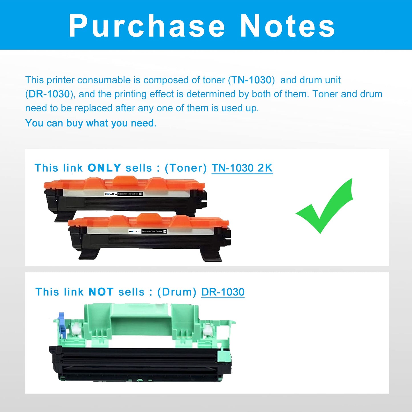 LCL Compatible Toner Cartridge Replacement for Brother TN1030 TN-1030 (2-PK,Black) for HL-1110 HL-1110E HL-1112 HL-1112R HL-1112A HL-1112A HL-1200 HL-1202 HL-1212 HL-1210W HL-1212W MFC-1810 MFC-1810E