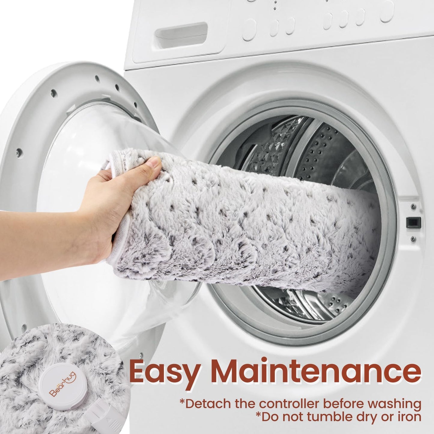 Bearhug XXL Electric Heated Pad 17''x33'' Double-Sided Faux Fur Heating Pad, 6 Heat Levels, 2-Hour Auto-Off, Moist & Dry Heat Therapy for Back Pain Relief, Machine Washable, ETL Certified - Gift Box