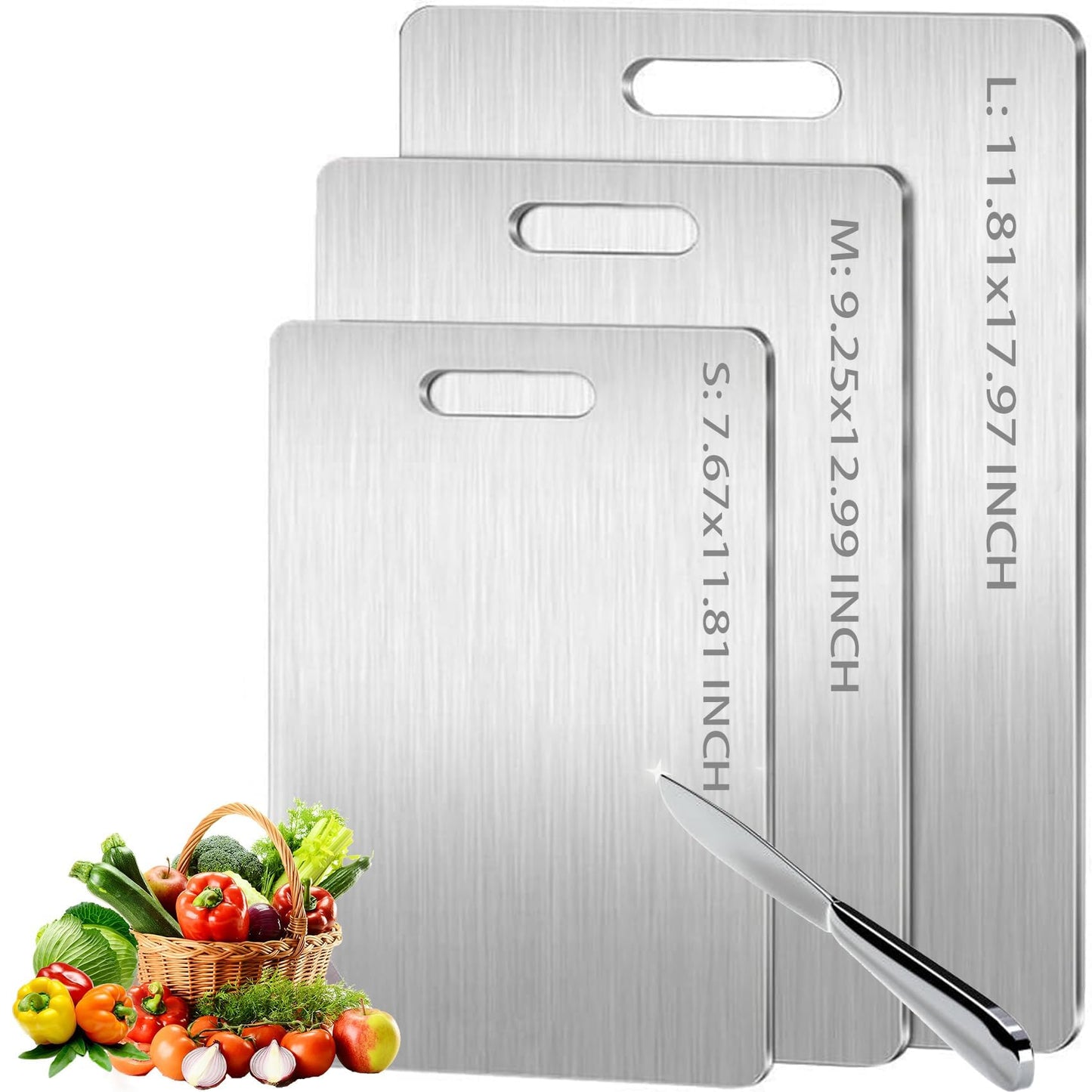3 Pack Titanium Cutting Boards for Kitchen,Double Sided Titanium Cutting Mat (S+M+L)