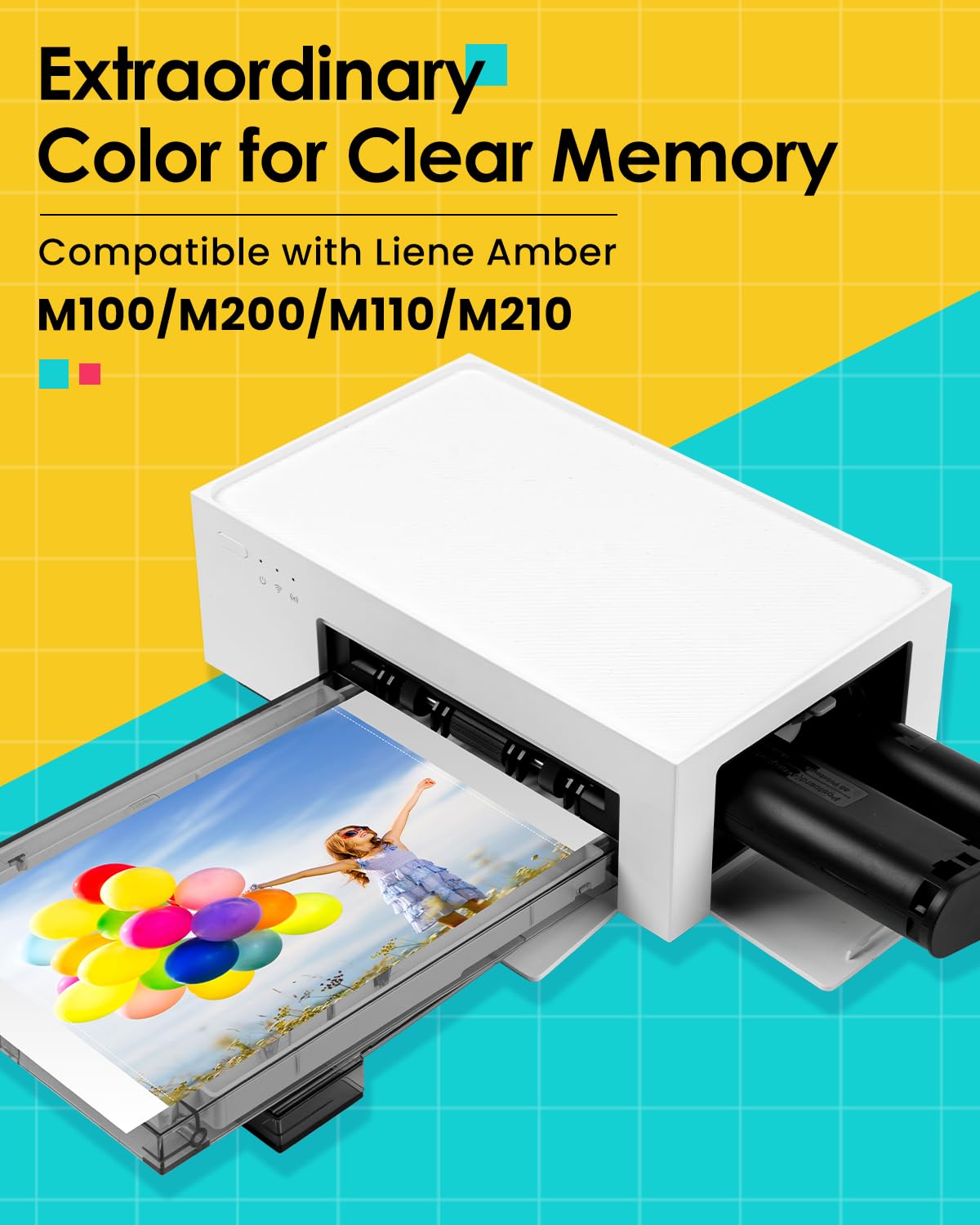 Compatible with Liene Amber M100/M200/M110/M210 4" x 6" Photo Printer 2 Ink Cartridges Refill, Prints 80 Sheets Photo, Only for DHP512/DHP513/DHP514/DHP515, Dye Sublimation (Without Paper)