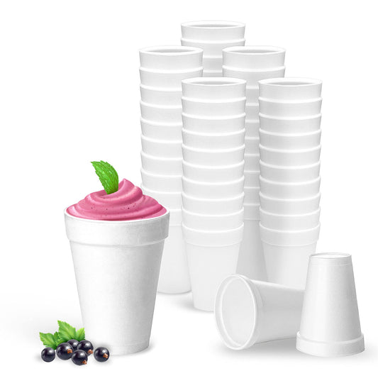 16 Oz Disposable Foam Cups (50 Pack), White Foam Cup Insulates Hot & Cold Beverages, Made in The USA, to-Go Cups - for Coffee, Tea, Hot Cocoa, Soup, Broth, Smoothie, Soda, Juice