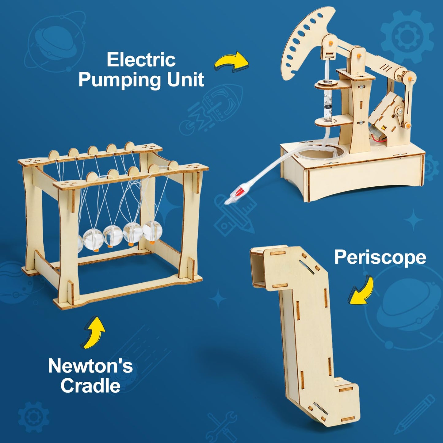 6 in 1 STEM Science Kits for Kids, Wood Building Crafts Kits, Science Projects for Kids 8-12, STEM Toys for Boys Girls Age 8-12 8 10 12 13 14 Gift Idea.