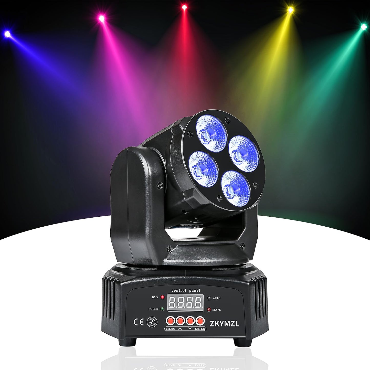 ZKYMZL RGBWA/UV 6 in 1 LED Stage Lighting Mini 50W Wash Rotating Light Moving Head dj Lights with DMX512 for Parties Disco KTV Club...