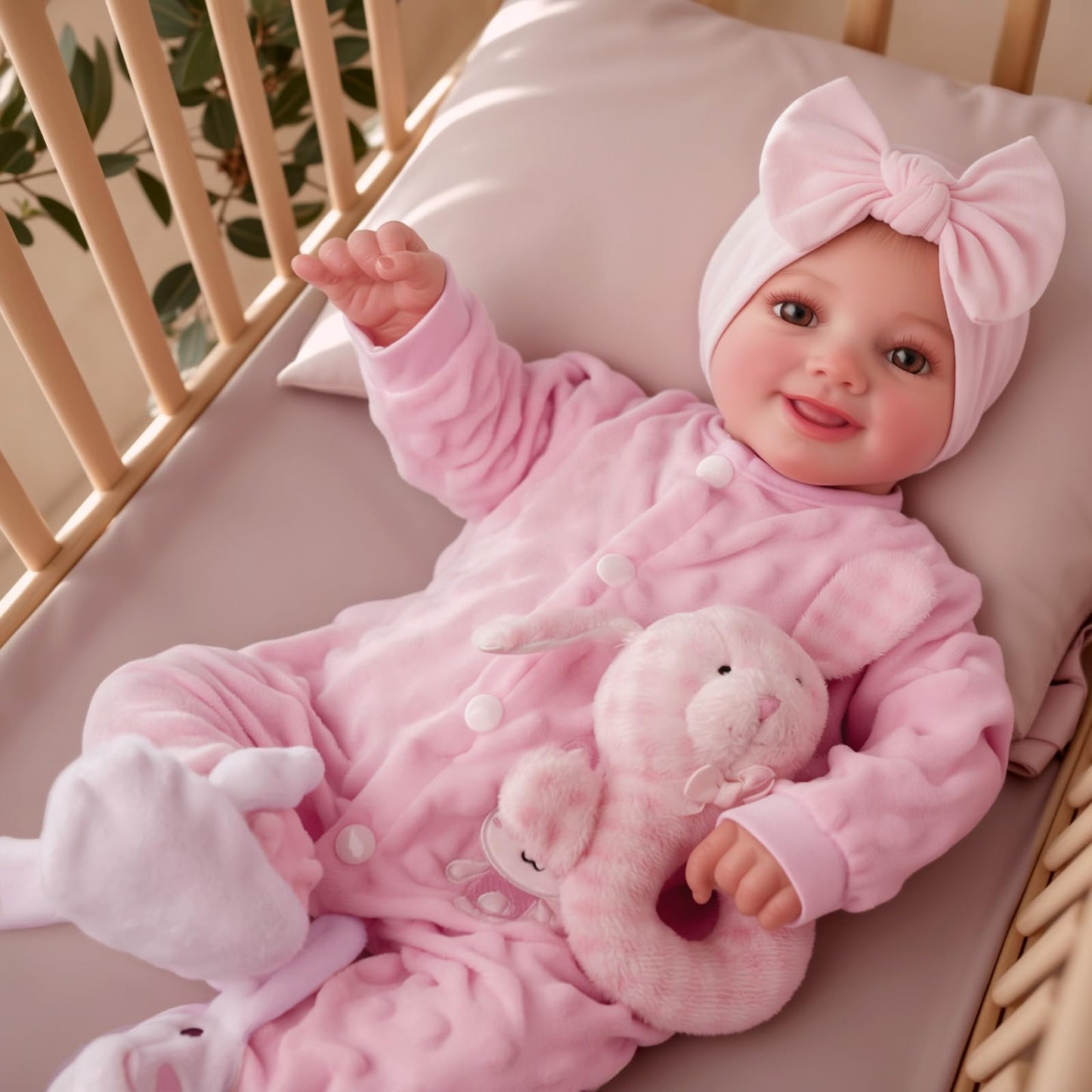 BABESIDE Reborn Baby Dolls Sunny - 17Inch Cute Soft Vinyl Realistic Baby Doll Girl Poseable Smiling Real Life Baby Dolls with Complete Accessories for 3+ Years Old Gifts
