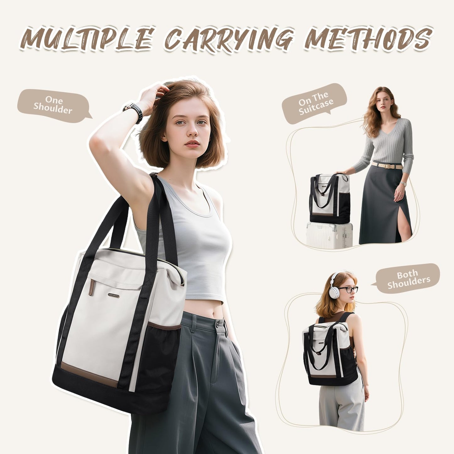 GOLF QUALITY Laptop Backpack for Women,Adjustable Tote Work Business Backpack,TravelPersonal Carry On Bag,17.3Inch,WBlack