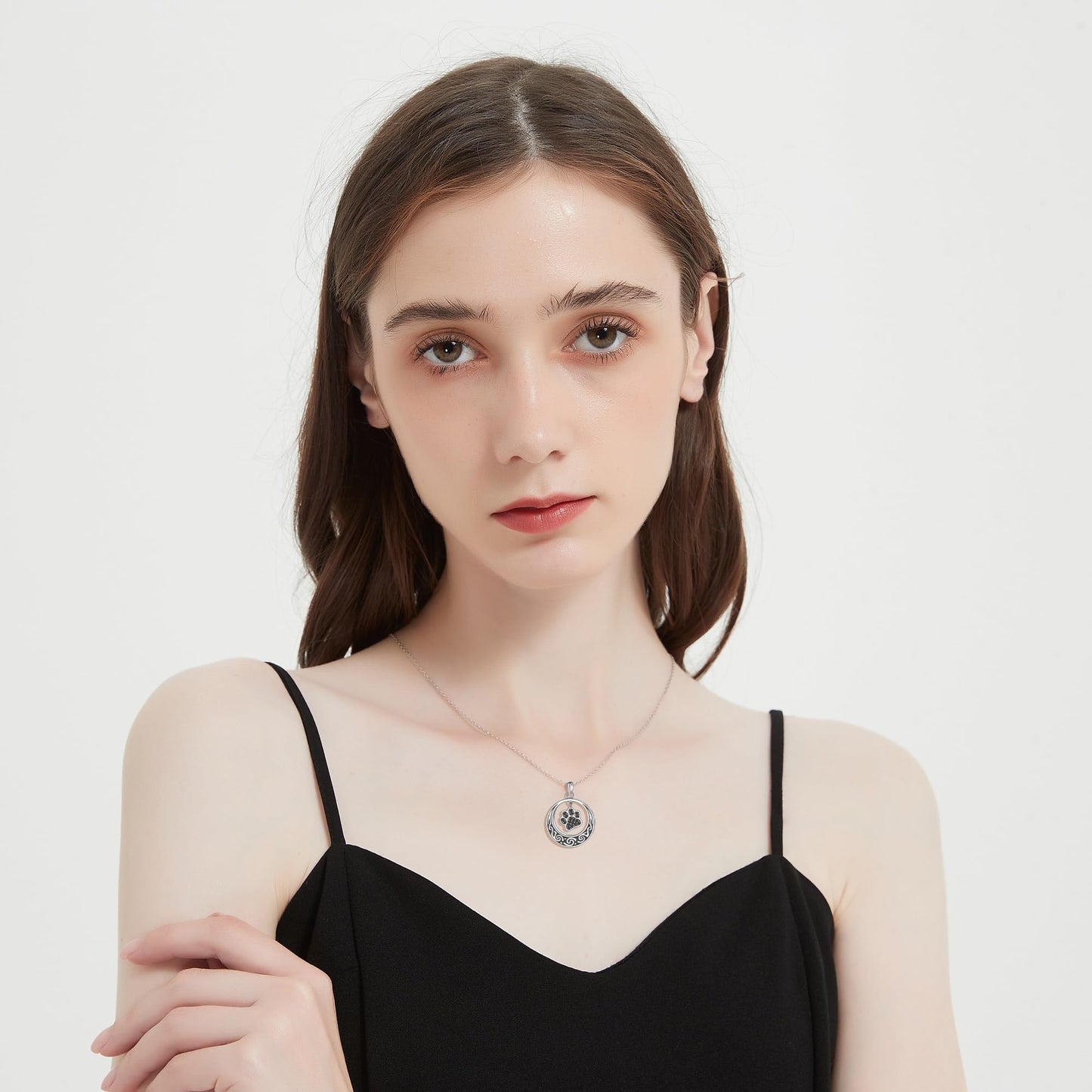Paw Circle of Life Urn Necklace for Ashes Eternity 925 Sterling Silver Dog Cat Pet Ashes Necklace Keepsake for Ashes Memory Keepsake Jewelry for Women