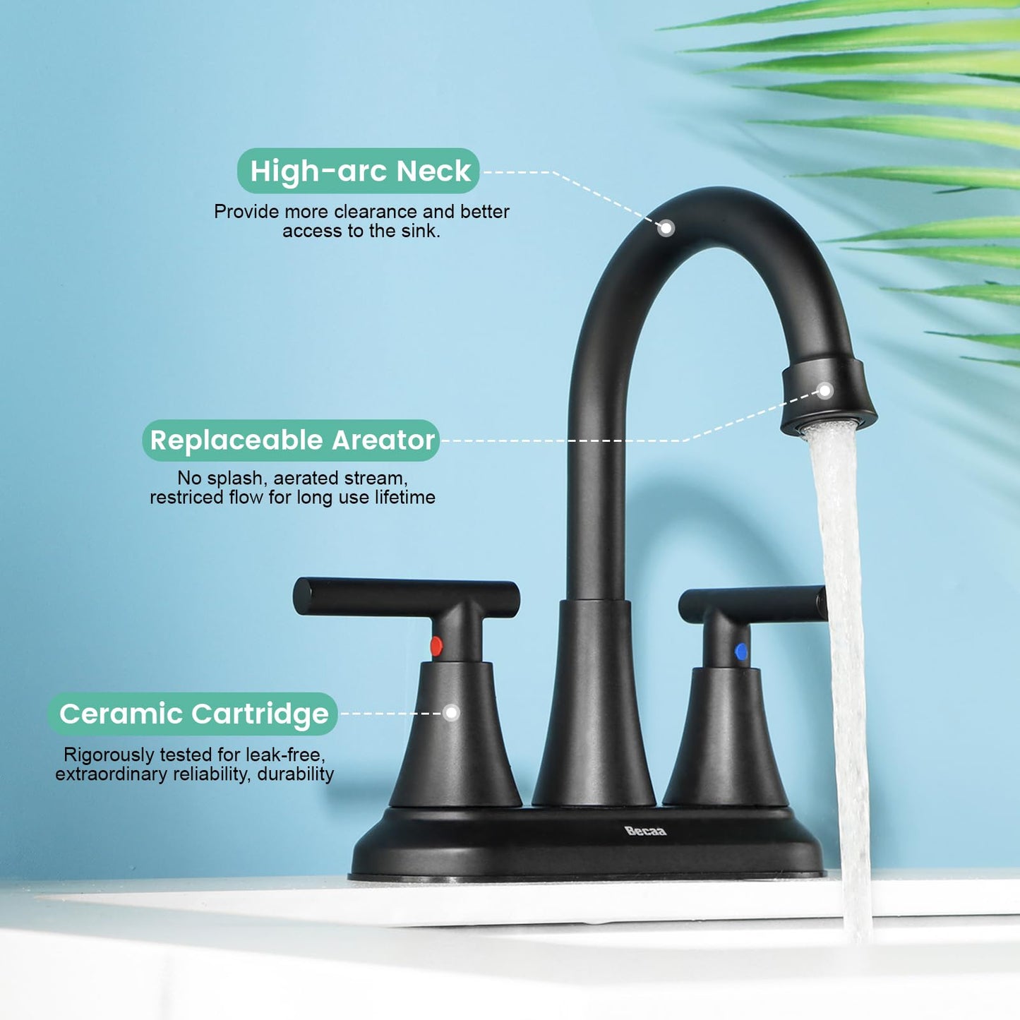 4 Inch Bathroom Faucets for Sink 2-3 Hole, Faucet for Bathroom Sink with Pop-up Drain & Supply Hoses, 2-Handle 360 Swivel Spout Stainless Steel Lead-Free, Centerset Faucet for Bathroom Vanity Lavatory