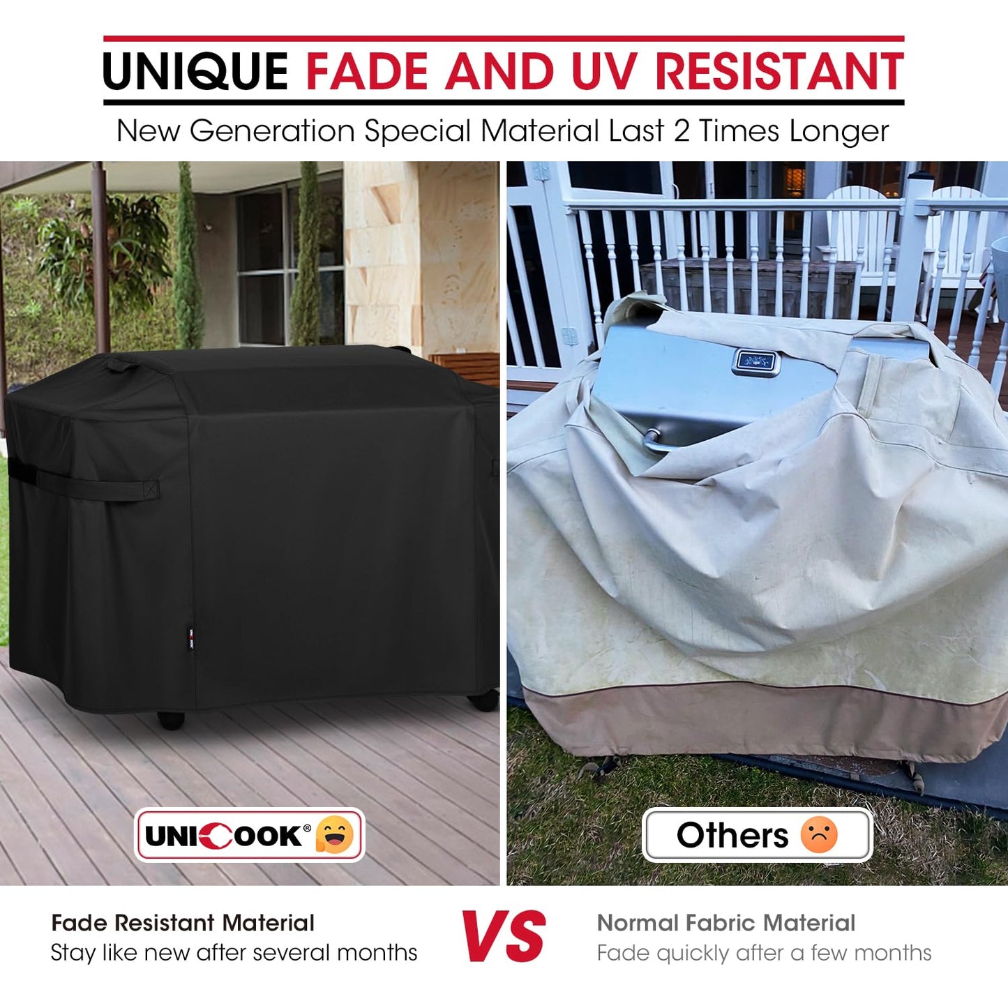 Unicook Griddle Cover for Weber 36 Inch BBQ, Heavy Duty Waterproof 4 Burner Flat Barbecue Grill Cover with Hood, Compared to Weber 3400030, 64 Inch Housse BBQ for Outdoor Griddle, Black