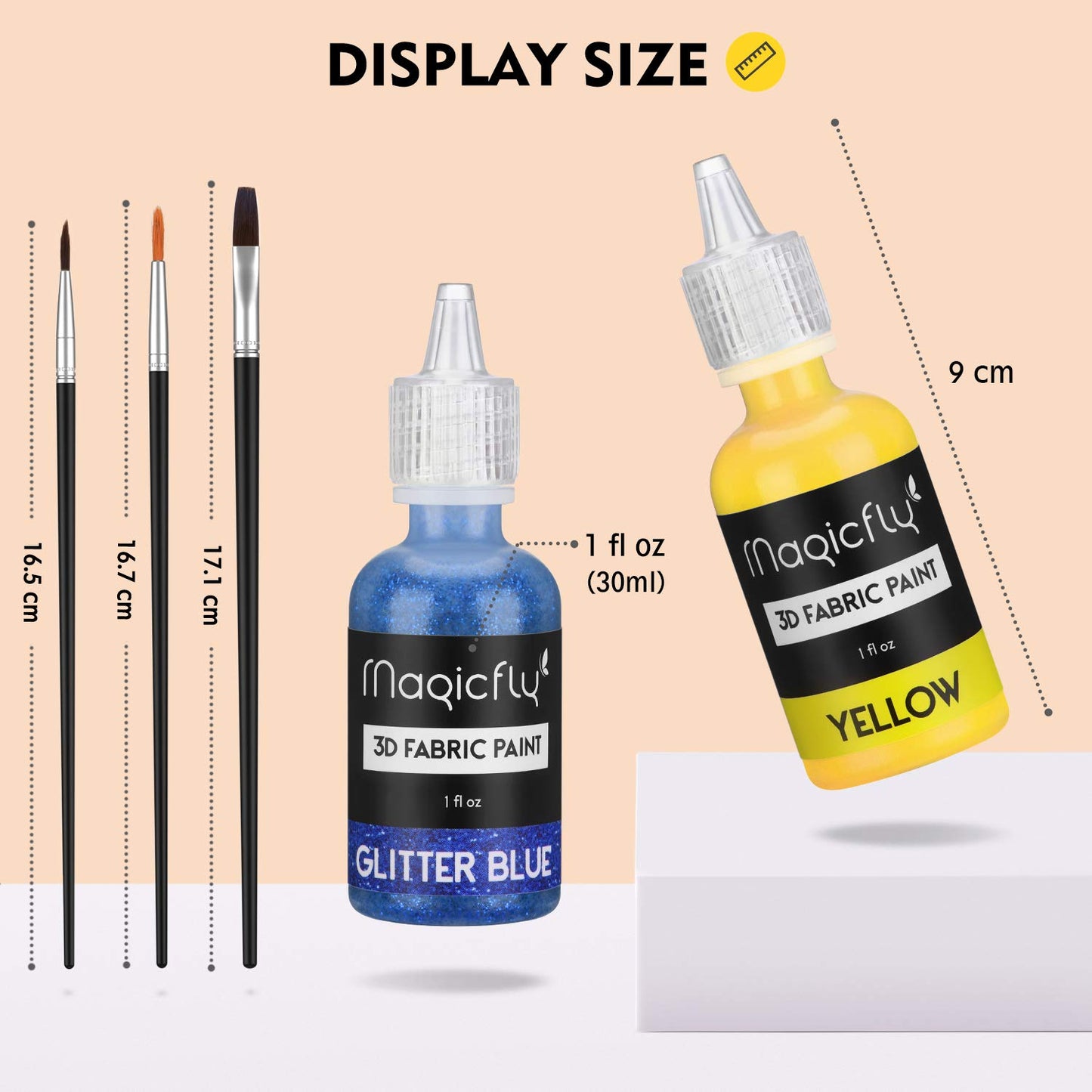 Magicfly 3D Fabric Paints, 40 Colors Puffy Paint Set with Fluorescent, Glow in The Dark, Glitter, Metallic Colors, Permanent Textile Paint for Clothing, T-Shirt, Glass, Wood