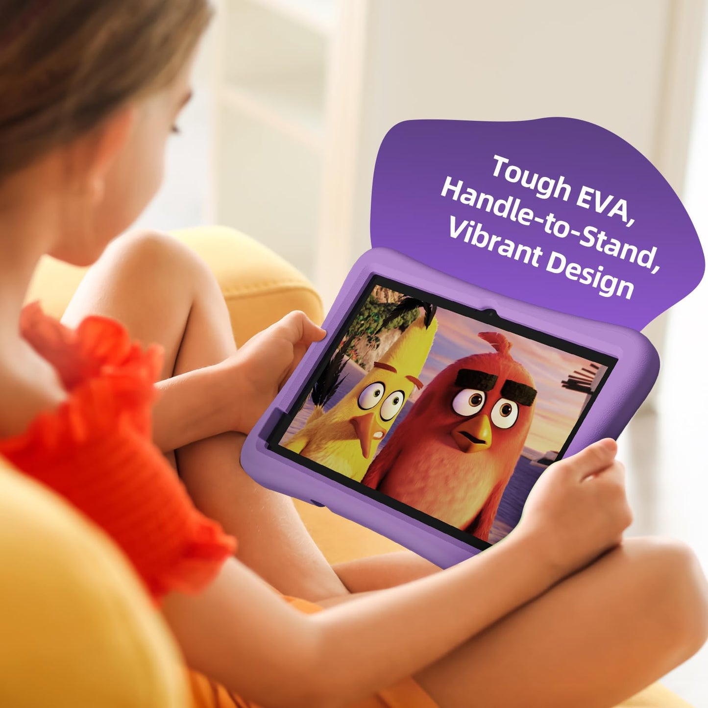 2025 Upgraded Kids Tablet, 10 Inch Android 15 Tablet for Kids with EVA Shockproof, 8-Core, 12(4+8) GB RAM 64GB Storage, Kids Space, Parental Control, WiFi, BT, Plimpton Kids20 (Purple)