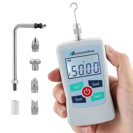 Mxmoonfree 50N Digital Force Gauge Push Pull Gauge Portable Force Meter with Units N/LB/Kg/Oz, Storage Case, Auto Backlit LCD, Auto Power-Off (ZMF-50N)