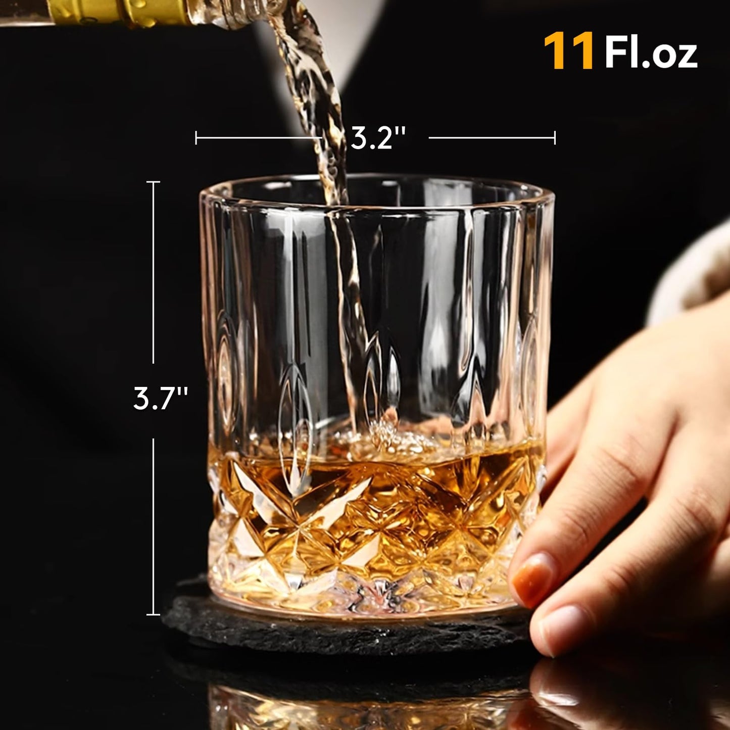 Triplorare Whiskey Glasses - Premium Set of 24 Elegant and Clear Tumbler Glasses for Whisky, Scotch, and Bourbon - Barware Glassware