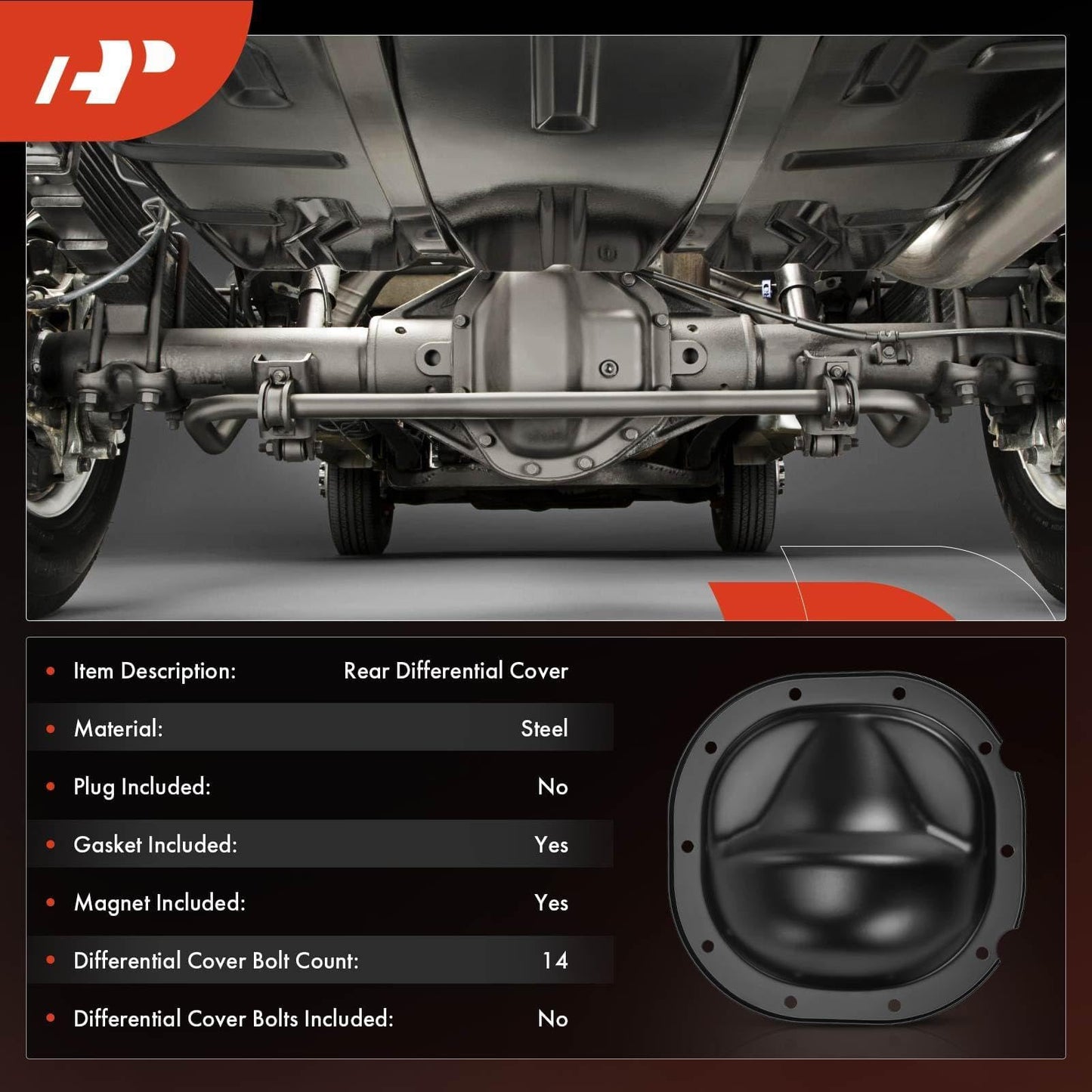 A-Premium Rear Differential Cover with Gasket Compatible with Ford F-150 F-100 Expedition Explorer E-150 Ranger Lincoln Mark LT Mazda B2300/2500/3000/4000 8.8" Ring Gear