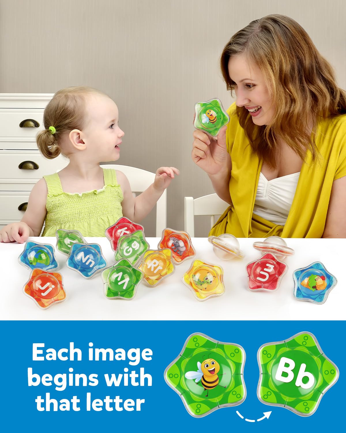 Coogam Starfish Floating Bath Toys, 26pcs Bathtub Alphabet Letters Set, Montessori Educational Water Pool Toy Learning Activities Shower Toy Gift for Preschool Toddlers