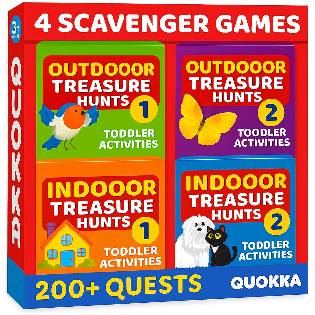 QUOKKA Scavenger Hunt Game for Toddlers 3-5 - 200 Toddler Activities Outdoor Indoor Cards Game Set - Fun Educational Play for Preschool Boys and Girls and Early Development