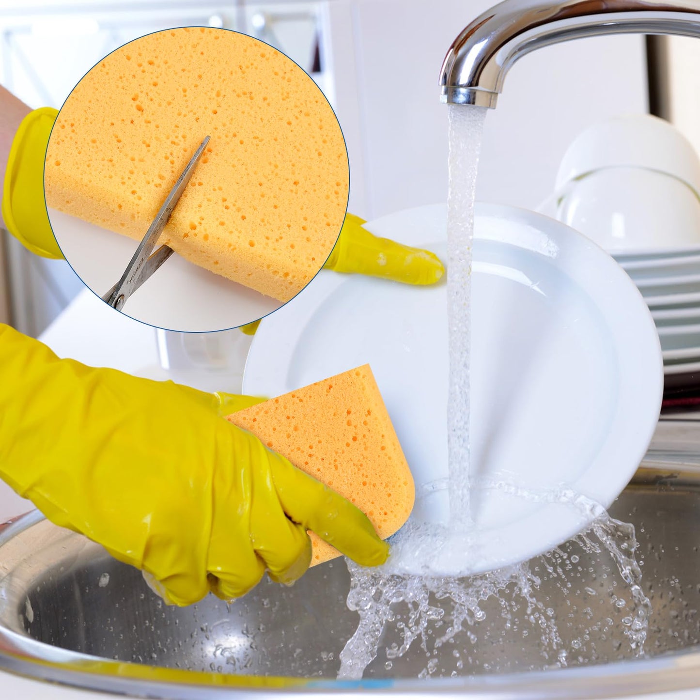 Worldity 24 Pcs Large Cleaning Sponge, 7.5 x 5.5 x 1.9 Inch Grout Sponge, Yellow Car Wash Sponge, Multipurpose Large Sponges for Cleaning Kitchen, Window, Car, Bicycle