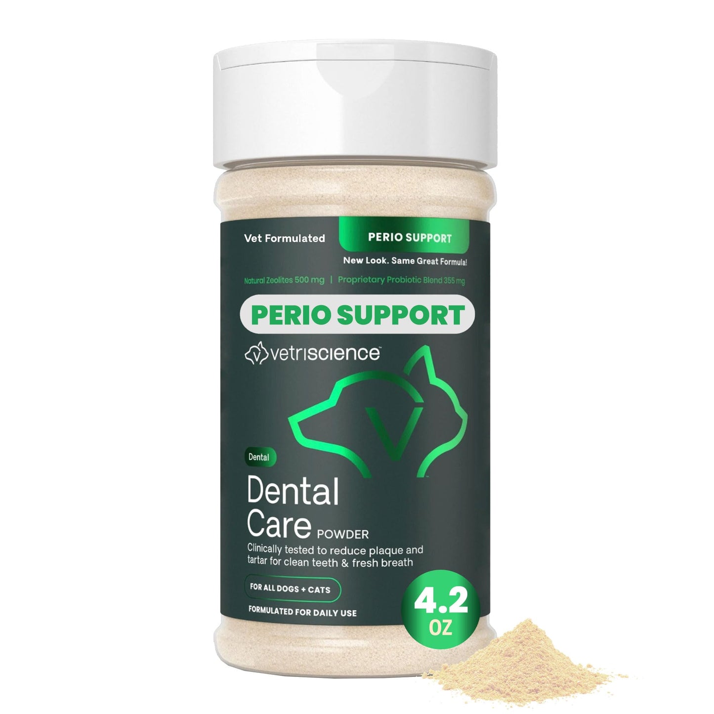 VetriScience Laboratories- Perio Support, Dental Health Powder for Cats and Dogs, 4.2oz