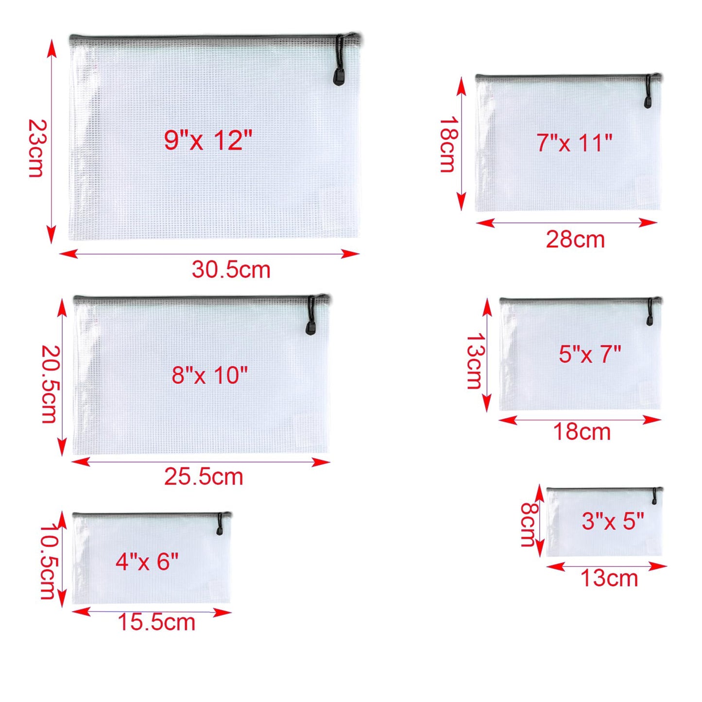 Oaimyy-24PCS-4 x 6" inches-Mesh Zipper Pouch, Plastic Zip File Folders Puzzle Bags for Organizing,for Office Supplies,Travel,Home Storage-Black