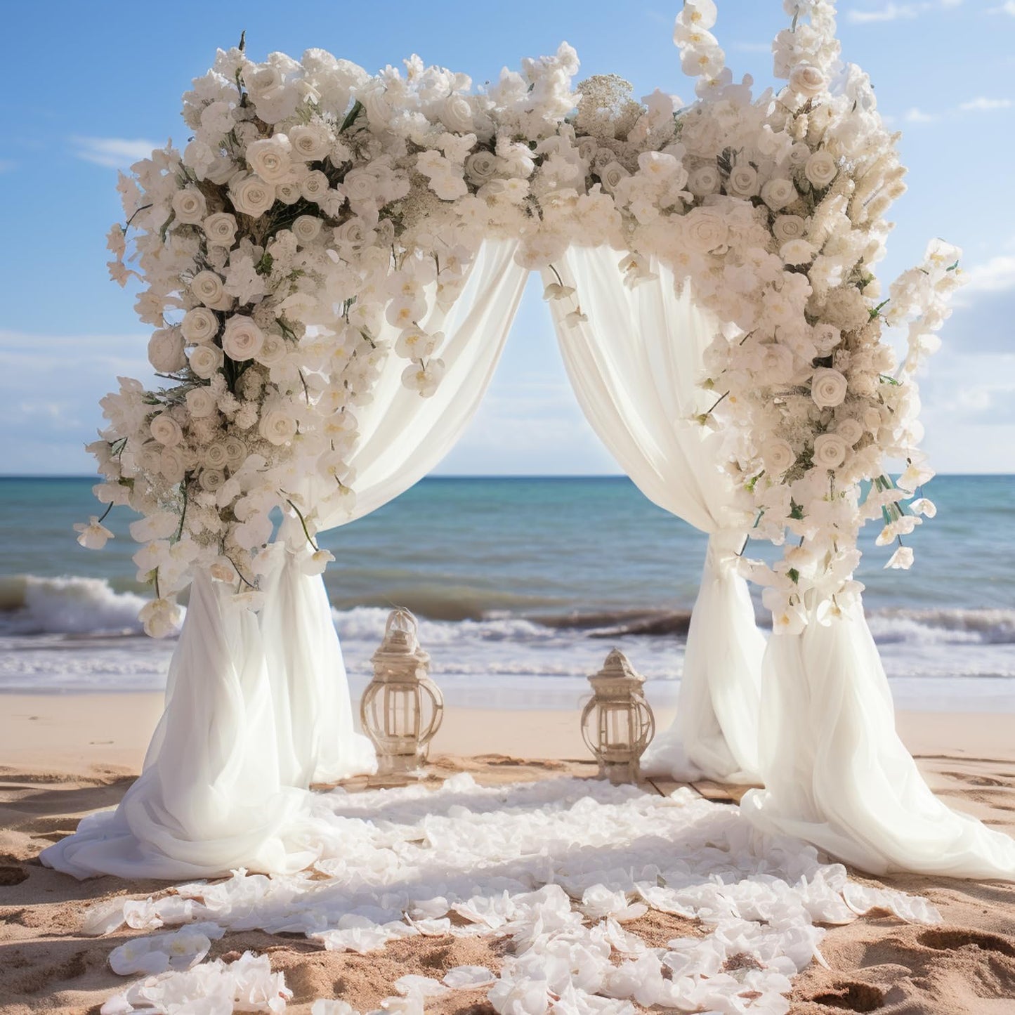 Wokceer Wedding Arch Draping Fabric 2 Panels 28.7" x 20FT Ivory Drapes Sheer Fabric Backdrop Arch Draping Fabric for Wedding Ceremony Birthday Party Bridal Shower Decoration