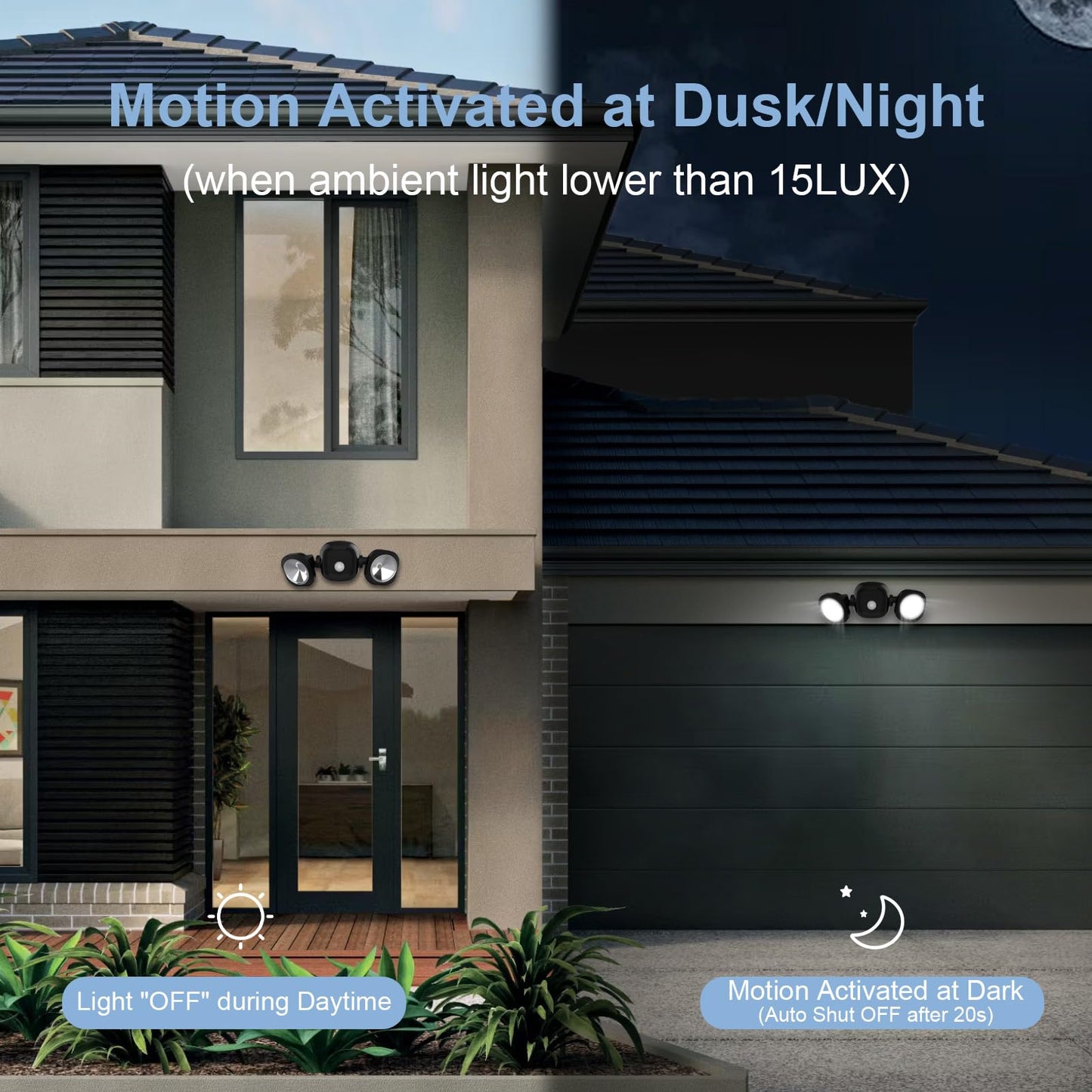 Battery-Operated Motion Sensor Outdoor Lights - Wireless Led Flood Lights with Detector, IP65 Waterproof Battery Powered Outdoor Lights for Outside House Garage Porch Yard Exterior Light