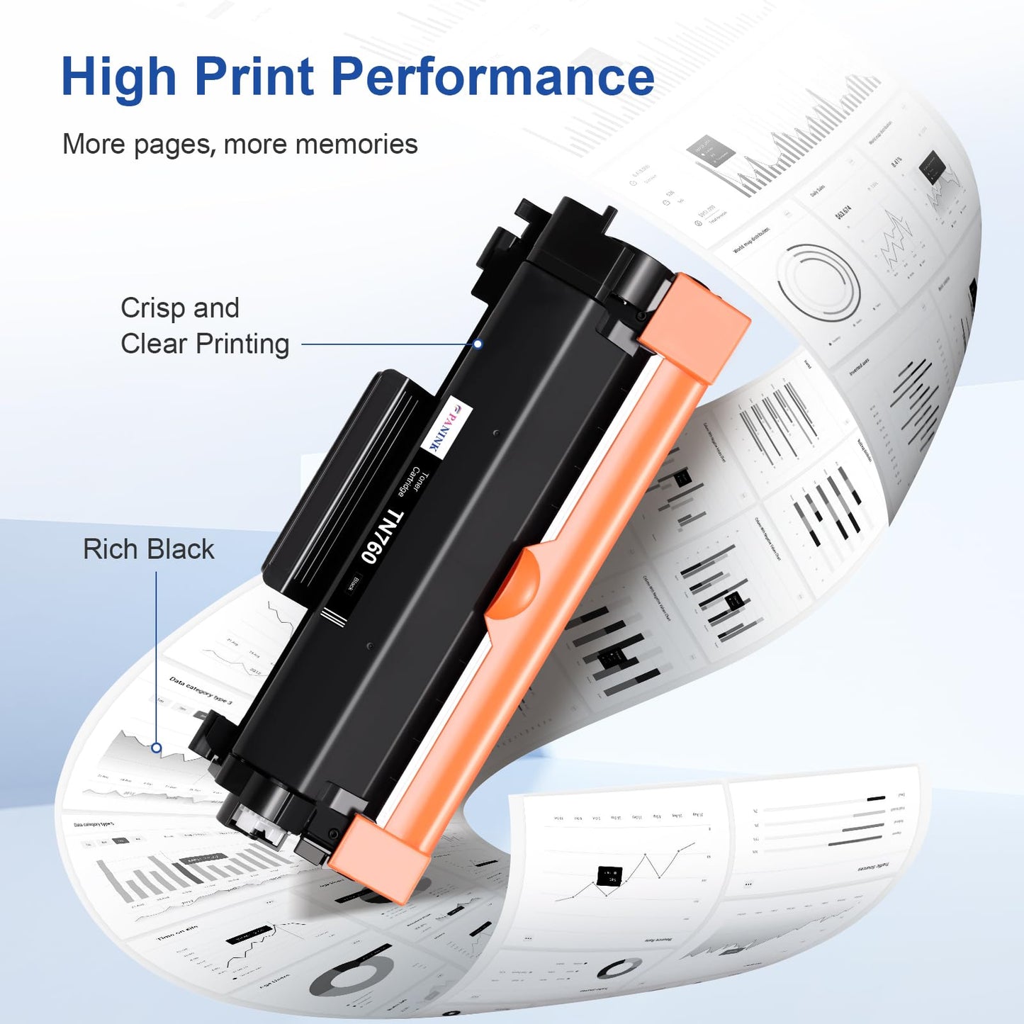 PANINK TN760 Toner Cartridge Replacement for Brother TN 760 TN-760 TN730 TN-730 High Yield Compatible with DCP-L2550DW HL-L2350DW HL-L2370DW HL-L2370DWXL HL-L2395DW MFC-L2710DW Printer (4 Black)