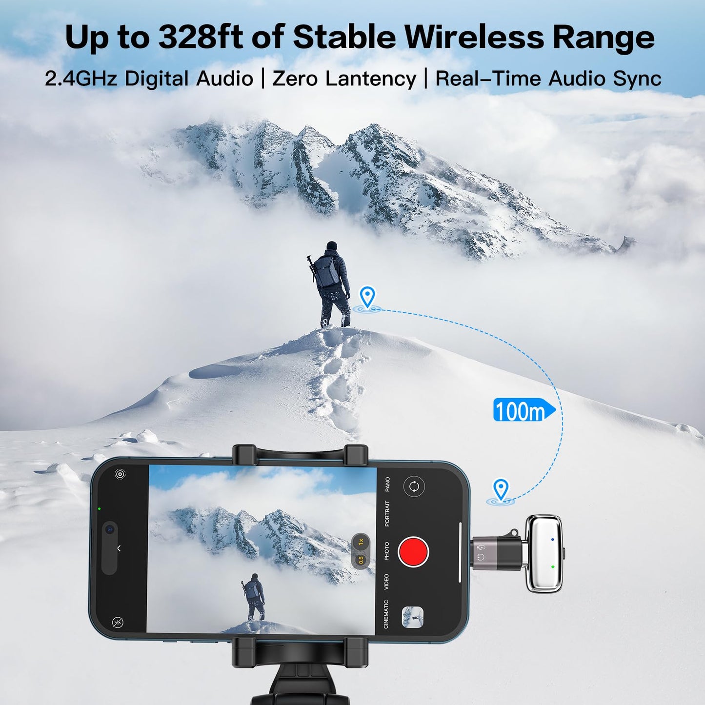 ZealSound Wireless Lavalier Microphone for iPhone/iPad/Android, Mini Microphone with Noise Reduction & 33H Battery, USB-C Plug & Play Clip-on Lapel Mic for Video Recording, Vlogging, YouTube, TikTok