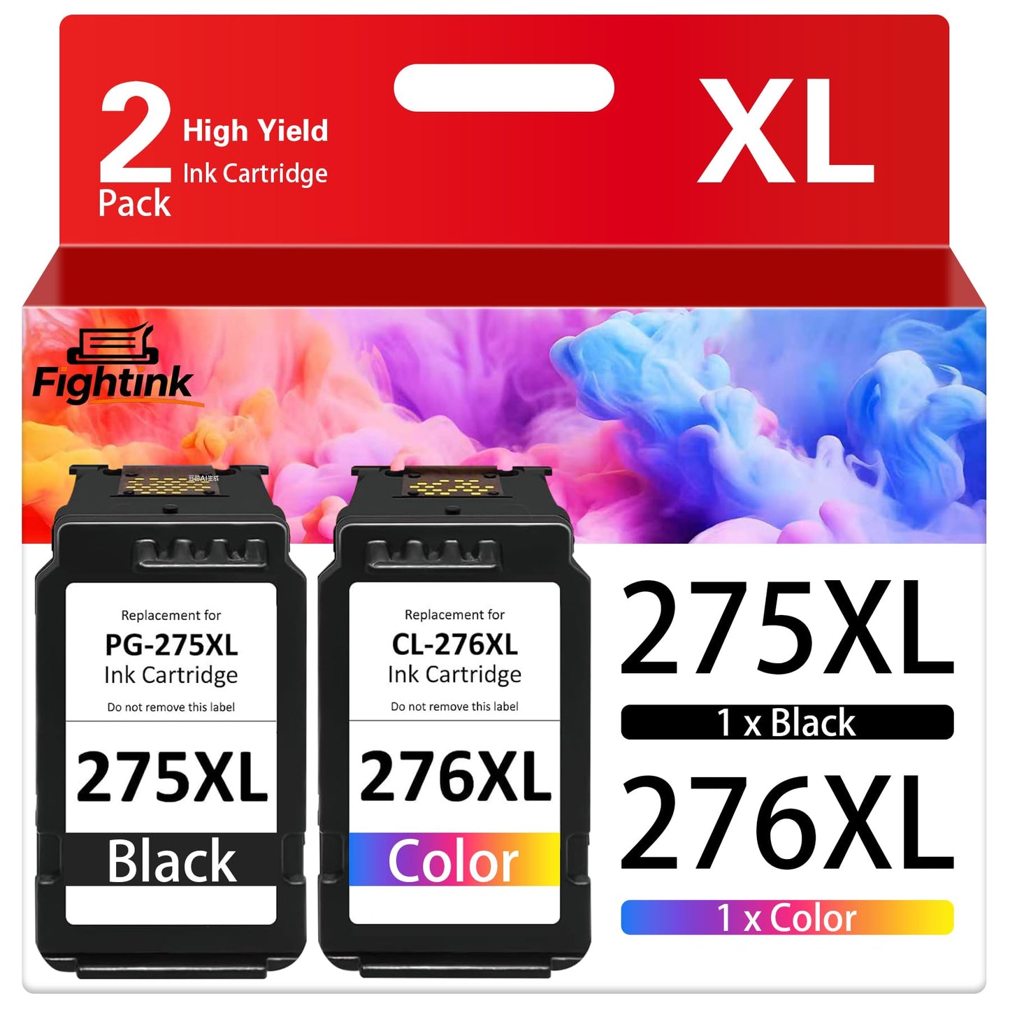 Fightink PG-275XL CL-276XL Compatible for Canon 275 and 276 Ink Cartridges Compatible for Canon Ink 275 and 276 fit for PIXMA TS3700 TS3722 TR4720 TR4722 TS3500 TS3522 TR4700 TS3720 TS3520 Printer