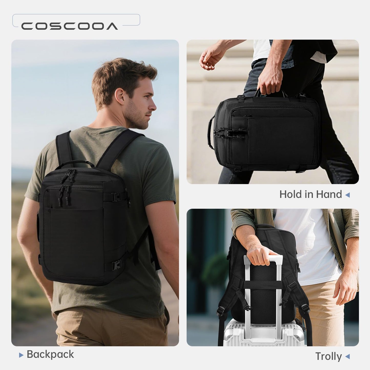 COSCOOA 6x13x17 inch Personal Item Bag for Budget Flight in Canada,15x33x43 cm Travel Bag,Expandable Carry On Travel Backpack,Underseat Travel Duffel Bag,15.6 inch Laptop Backpack