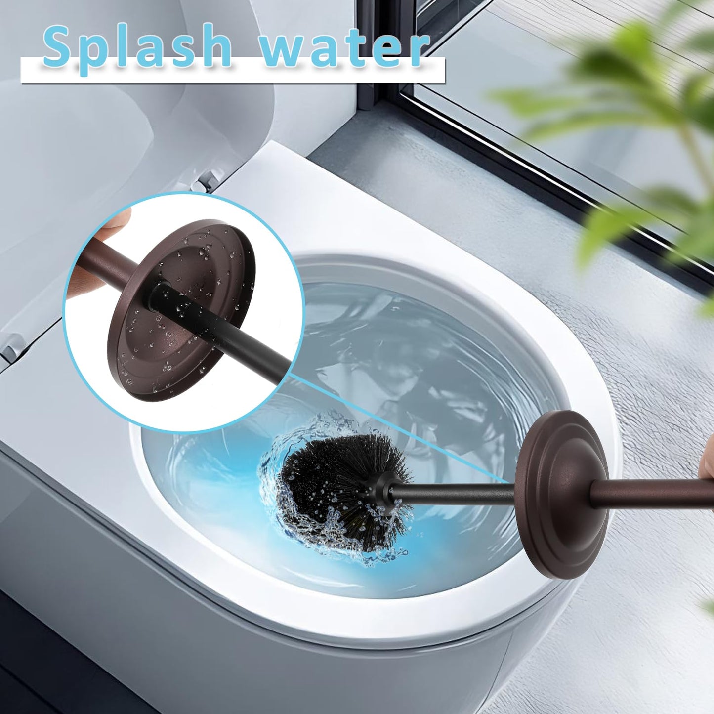 Bronze Stainless Steel 304 Toilet Brush and Holder,Toilet Bowl Brush with Long Handle for Bathroom,Toilet Cleaner Brush-Space,Saving,Covered Brush,Durable, Deep,Cleaning,Splash Resistant