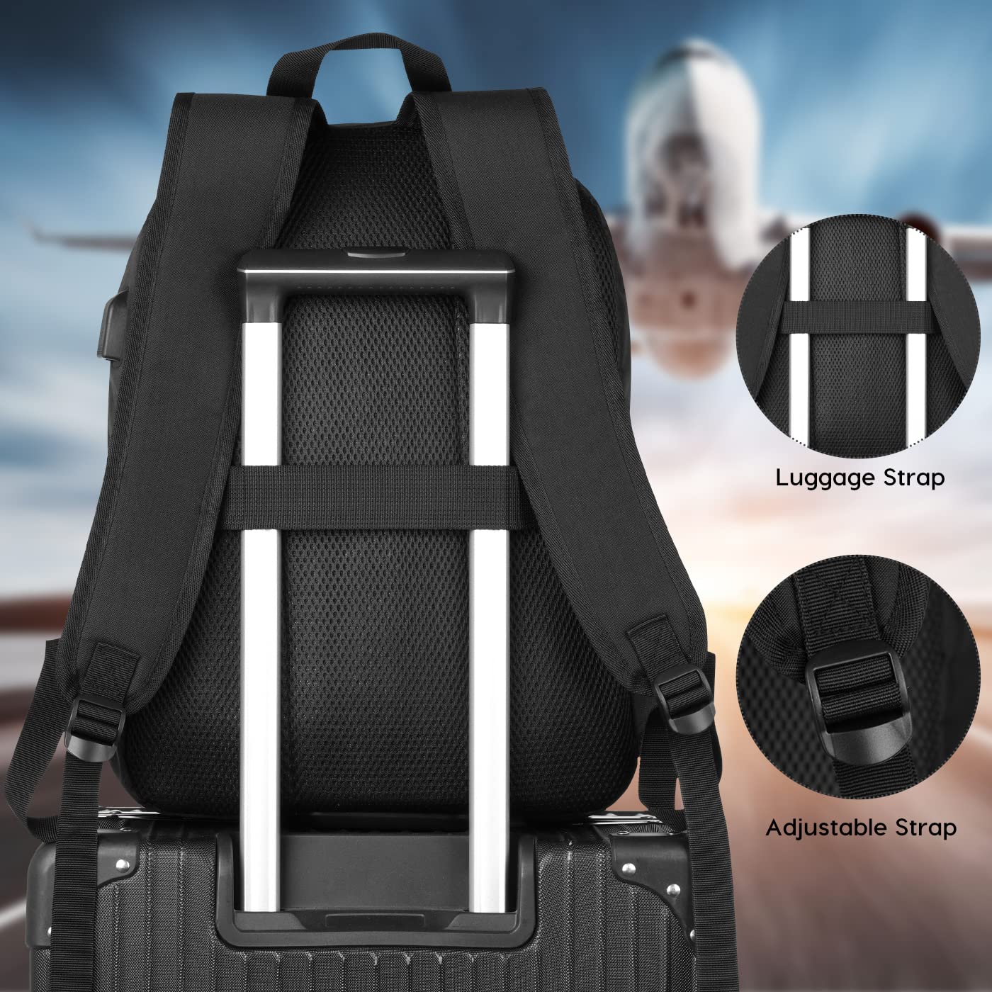 YAMTION Backpack Men and Women, School Backpack Boys and Girls Teenager Backpack School for Study Work Travel with USB Charging Port