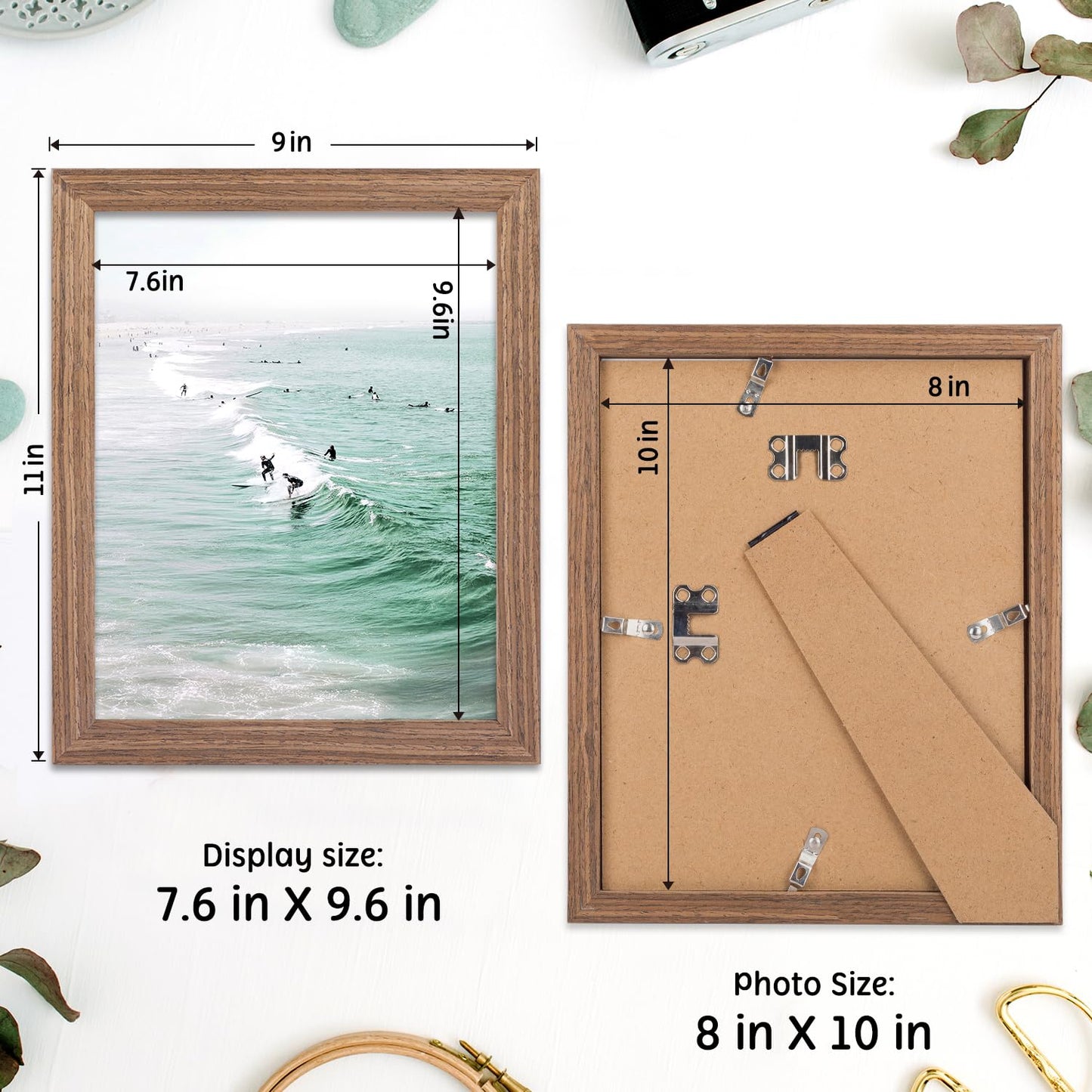 ADDMES 6 Pack 8X10INCH Picture Frames Set, Gallery Picture Frames Colleage for Wall, Multi-sized Photo Frames for Family, Home Wall Decor (6 BROWN)