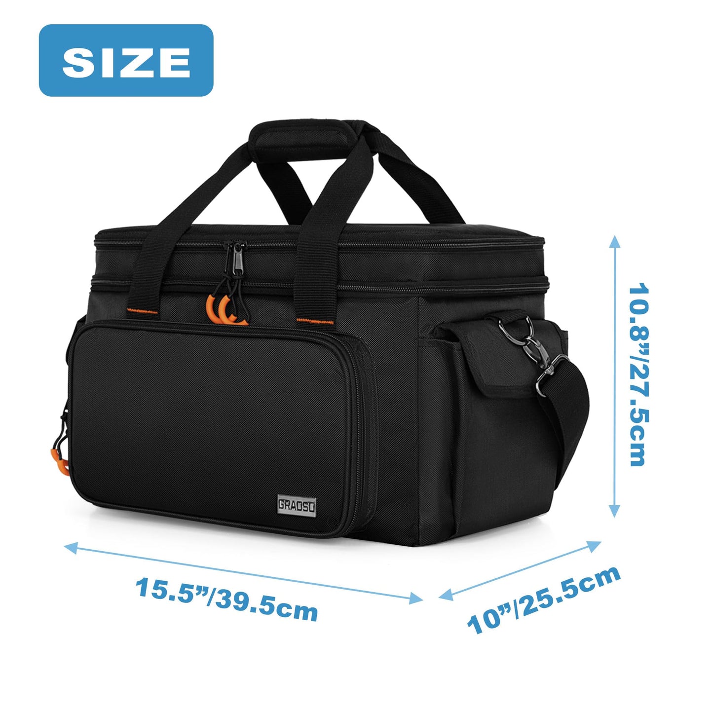 GRAOSO Padded Mixer Carry Bag Compatible with Behringer X-AIR Series Mixers XR12, XR16, XR18, Double Layer DJ Gig Bag with Multiple Pockets for Accessories, Audio Case with Shoulder Strap, Black
