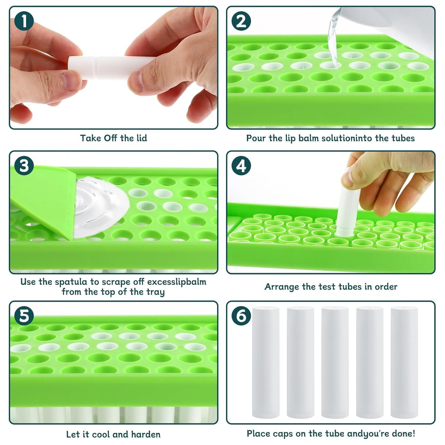 200PCS Plastic Lip Balm Tubes 5ml/5g White Lip Balm Container Tubes with Filling Tray and Spatula, Leak Free, Refillable