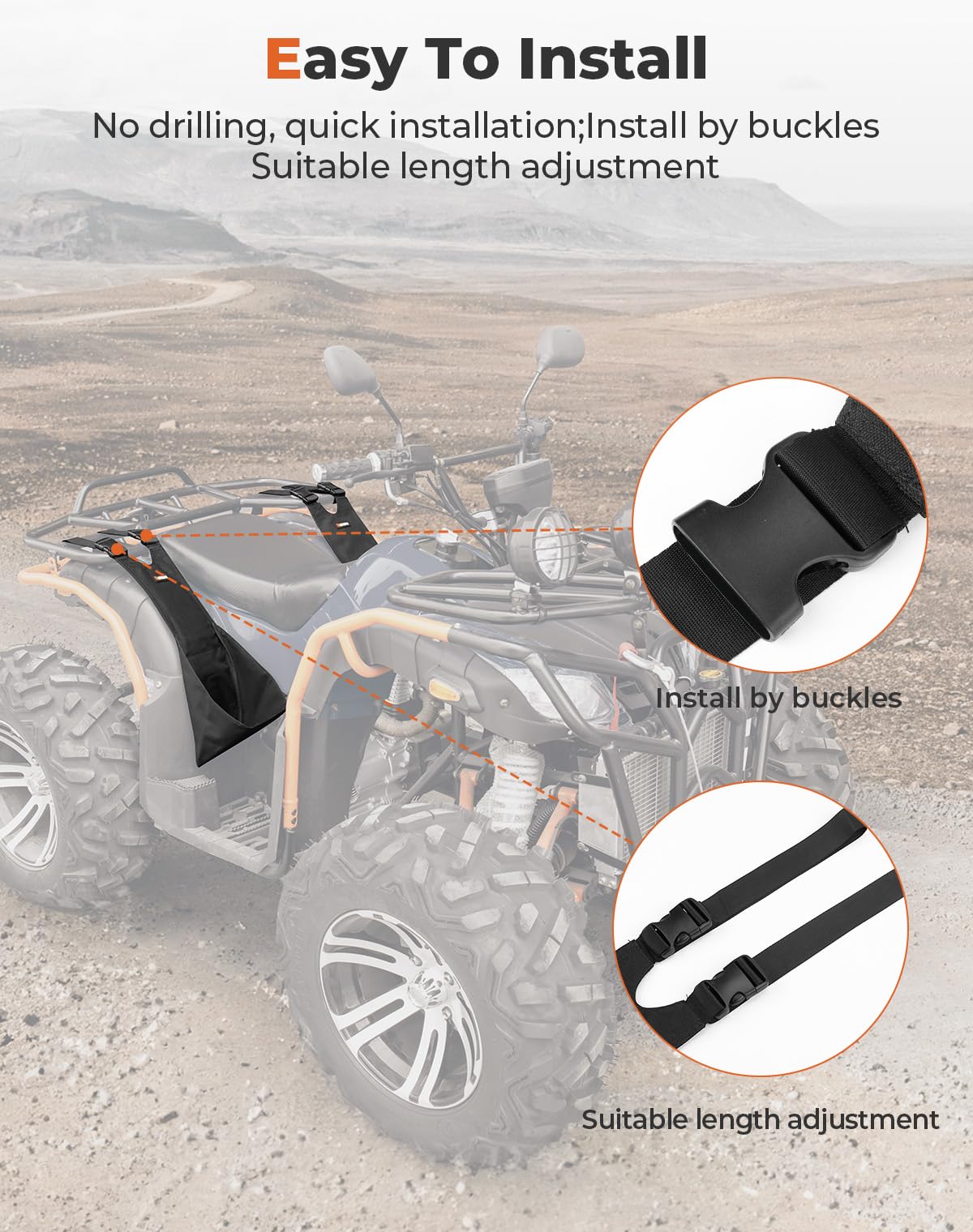 KEMIMOTO 2 Pcs ATV Rear Passenger Foot Pegs Universal Adjustable Foldable Wear-resistant ATV Passenger Foot Rest Made of Heavy Duty 600D Oxford Cloth Compatible With Sportsman Rancher Foreman