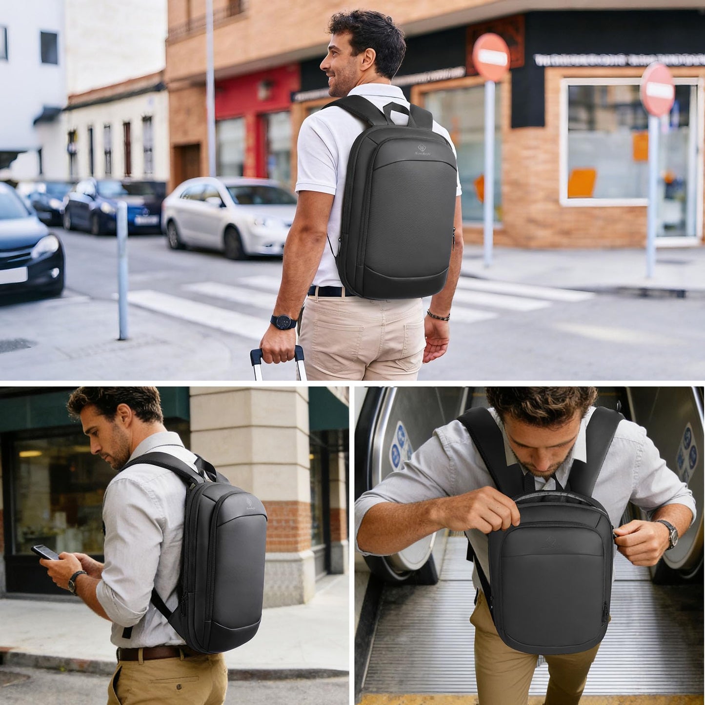 Slim Laptop Backpack,Lightweight Expandable High-Tech Business Work Backpack for Men and Women,15.6 Inch Waterproof Anti-theft Travel Backpack Durable College Casual Daypack Computer Bag - Black