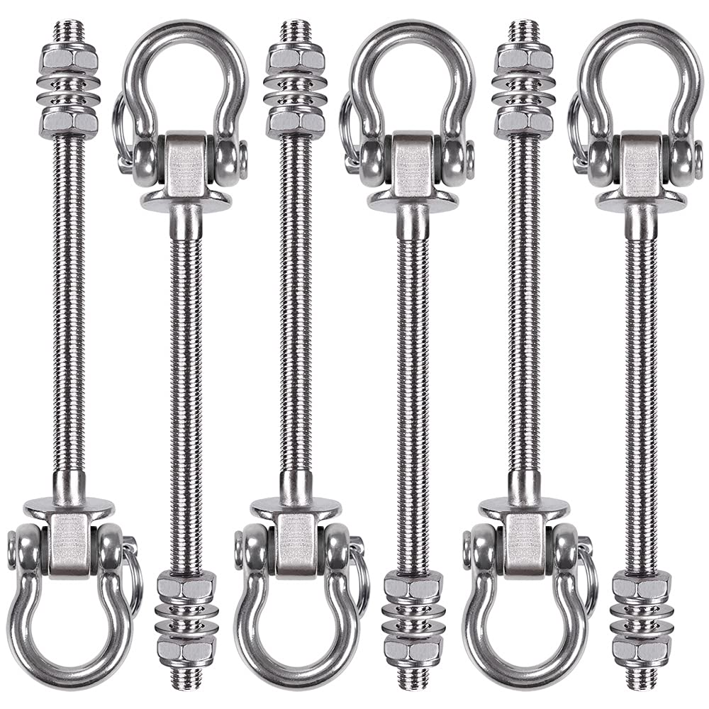 BeneLabel Set of 6 Permanent Antirust Stainless Steel 304 Heavy Duty Swing Hangers, 800Kg Capacity, Wood Beam & I-Beam Hanger, Yoga Hammock Chair Sandbag, Hardware Swing Sets, 180° Swing, 23.5cm